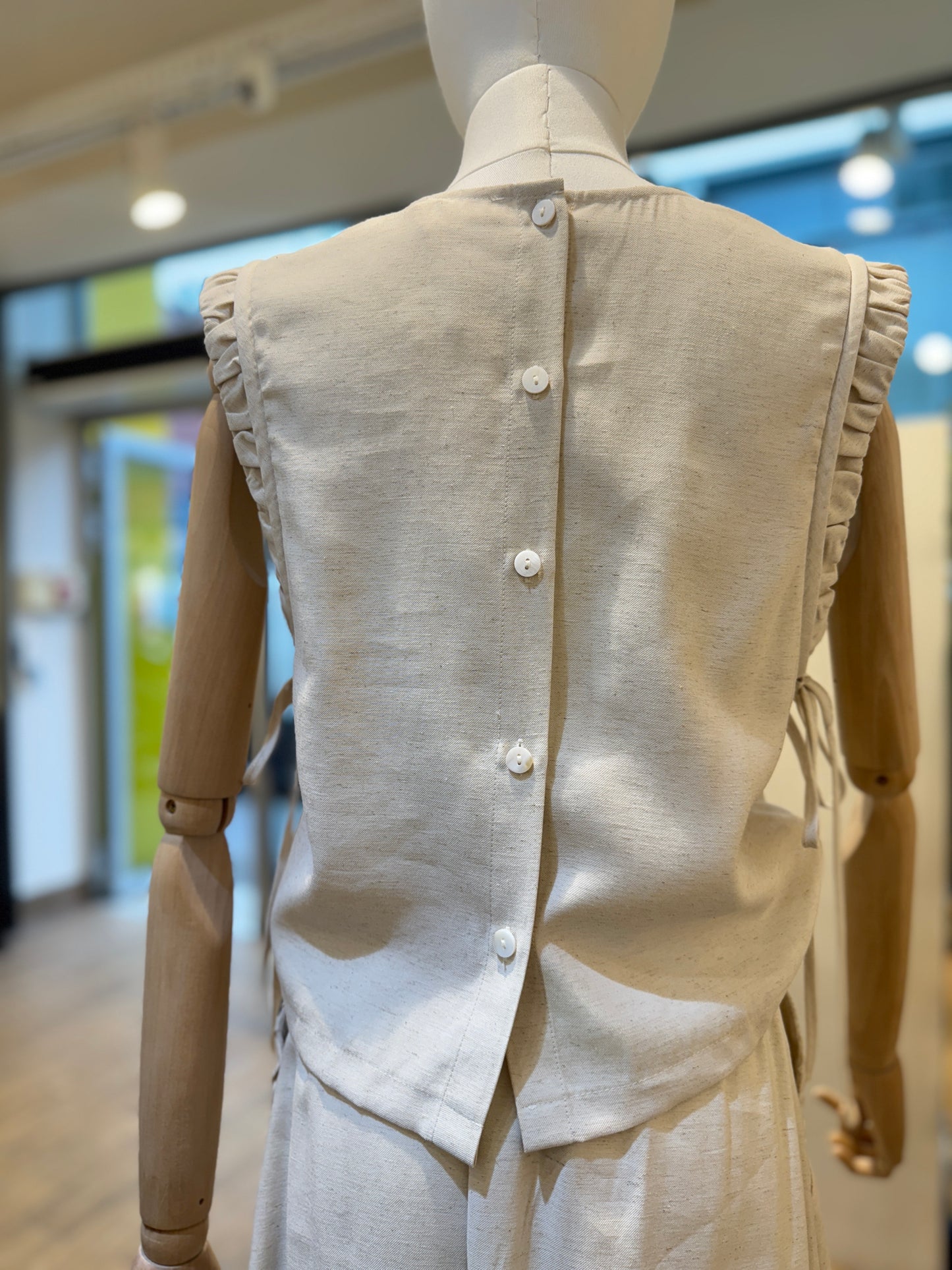 Moira linen top with side ties
