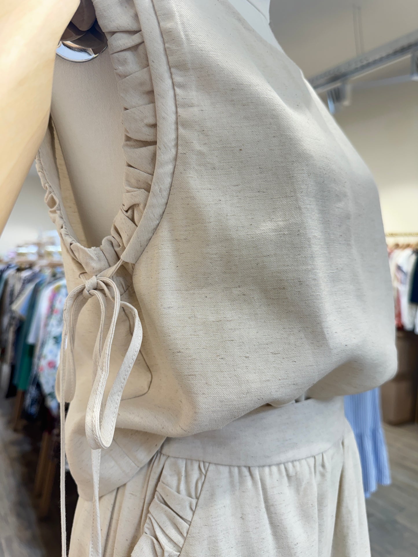 Moira linen top with side ties