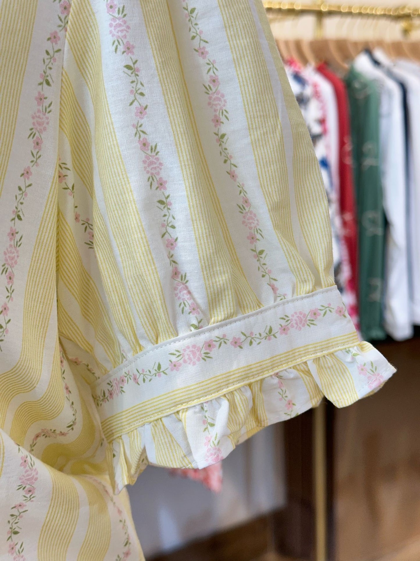 Lydia Yellow floral stripe blouse