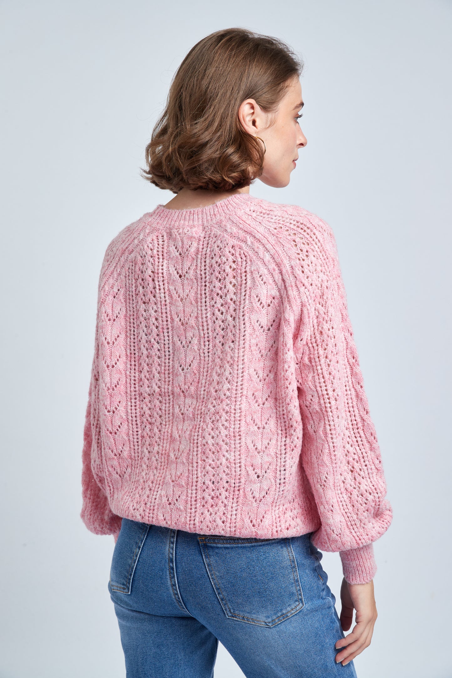 Poppy pink cut work jumper