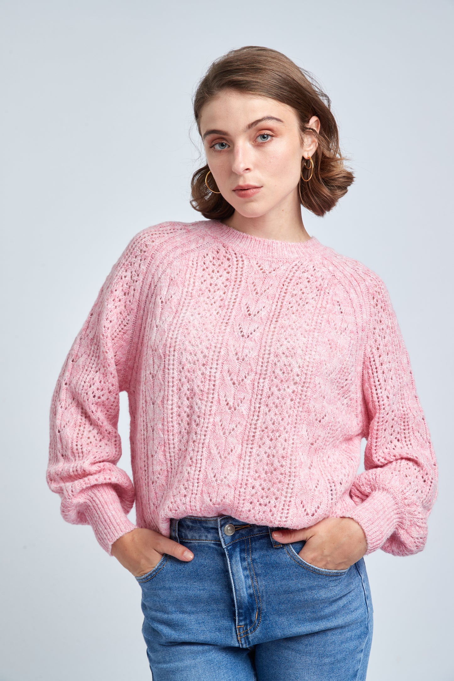 Poppy pink cut work jumper