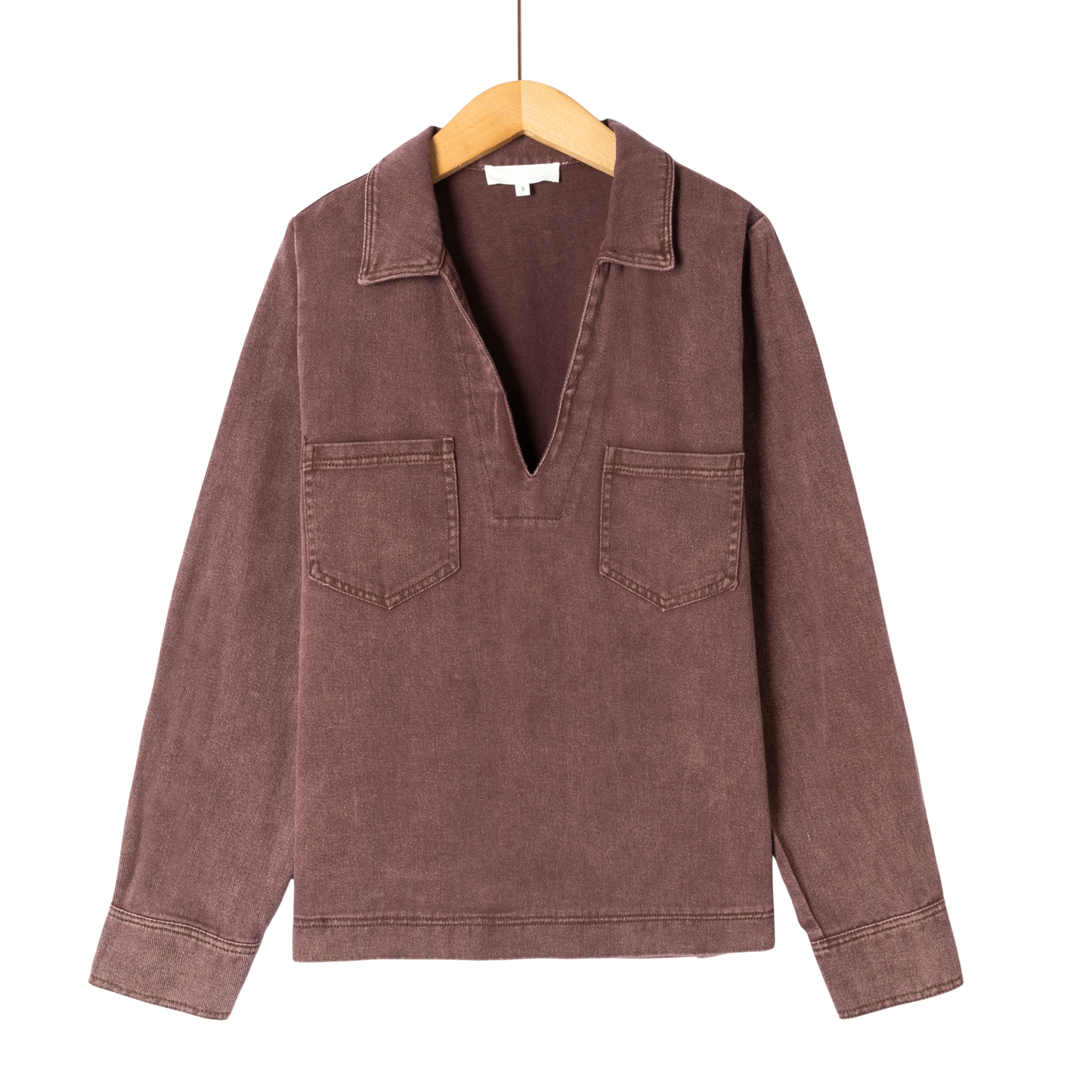 Avery chocolate brown denim shirt blouse