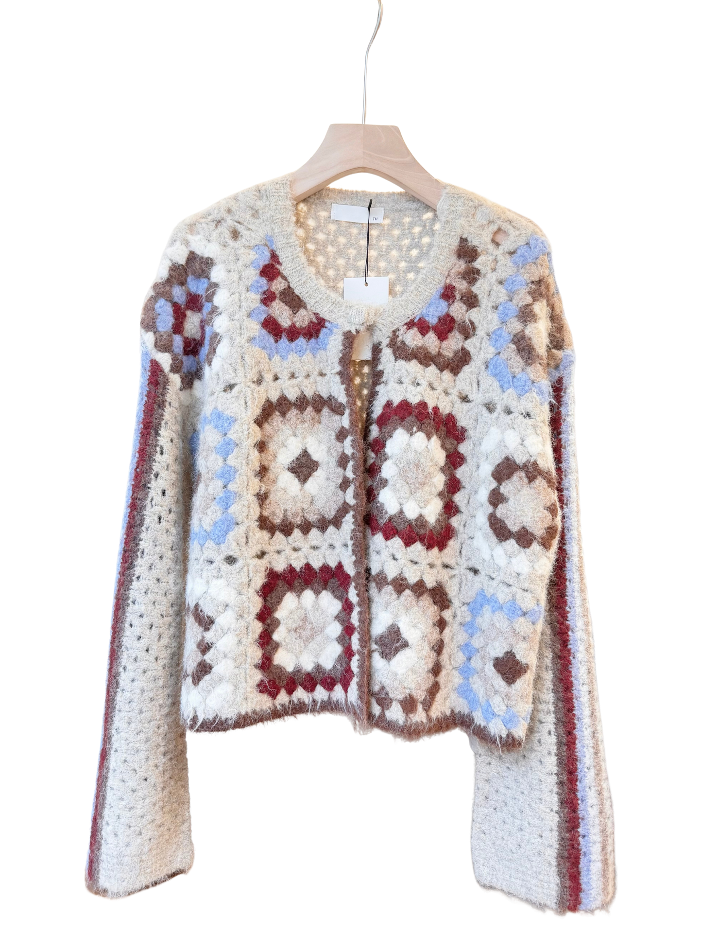 Yara fluffy boho patchwork cardigan