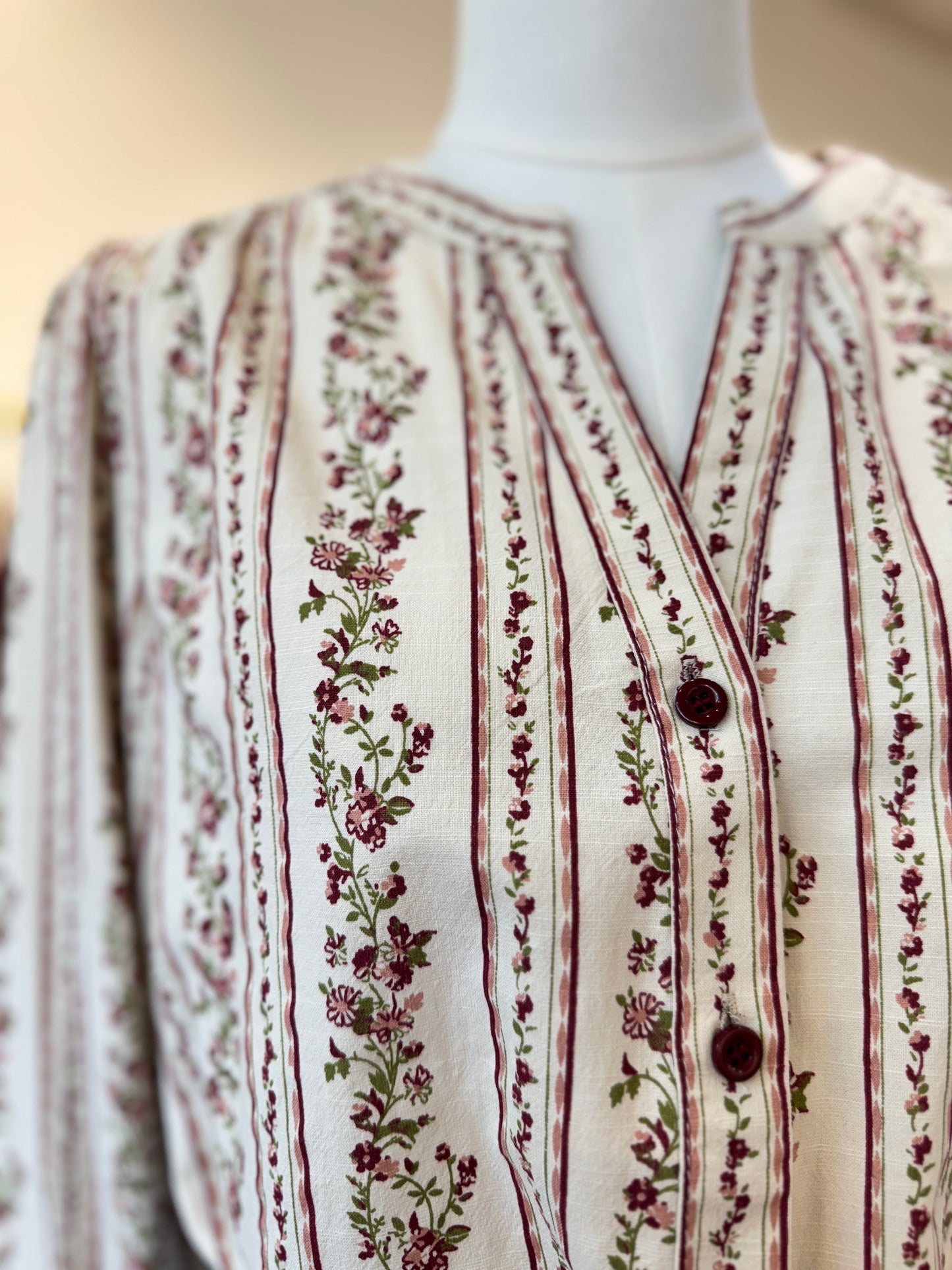 Hazel burgundy floral cotton blouse