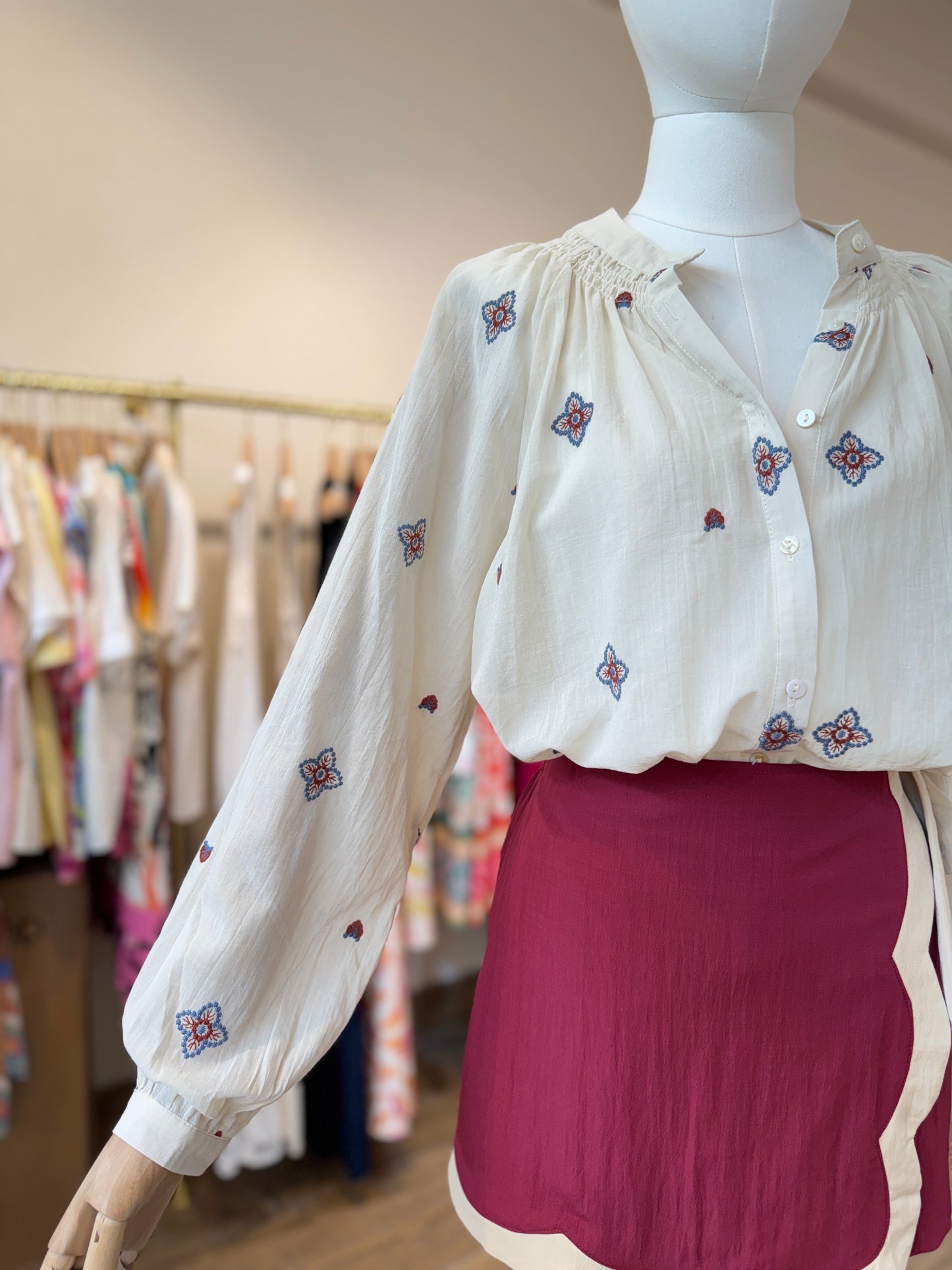 Niamh floral boho cotton blouse
