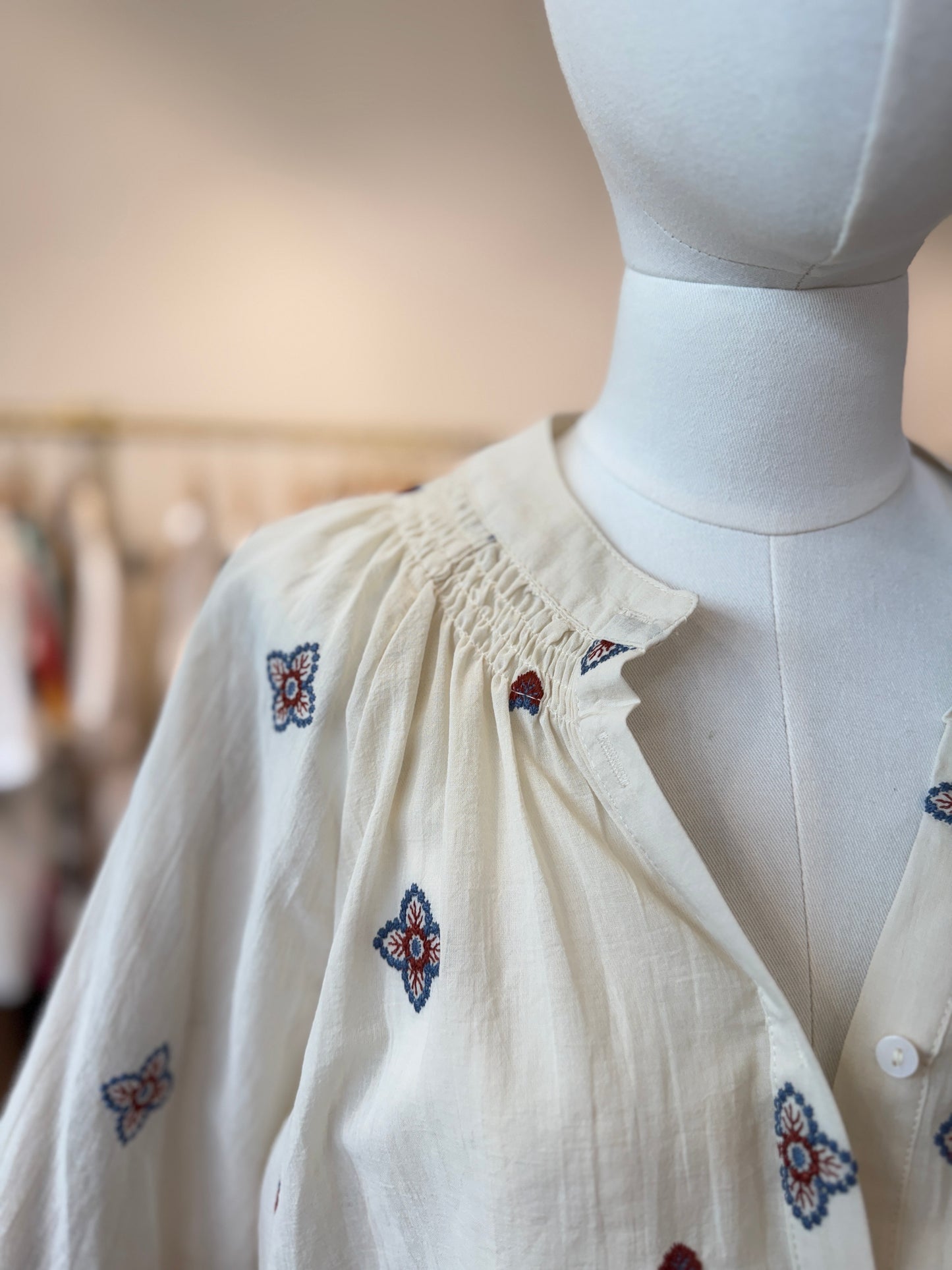 Niamh floral boho cotton blouse