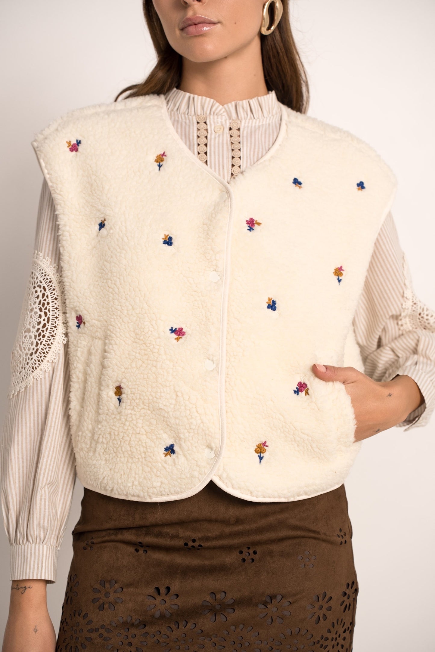 Sophie floral Borg teddy gilet