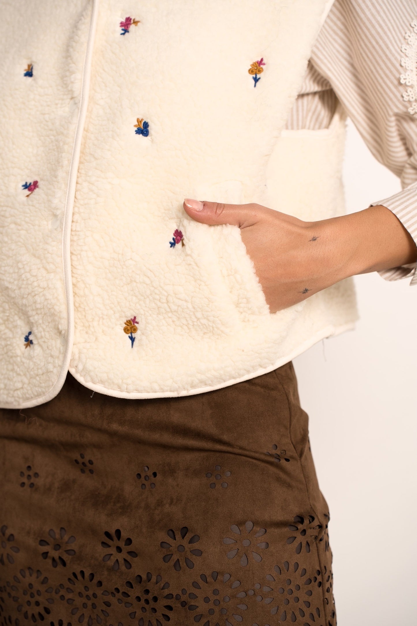 Sophie floral Borg teddy gilet