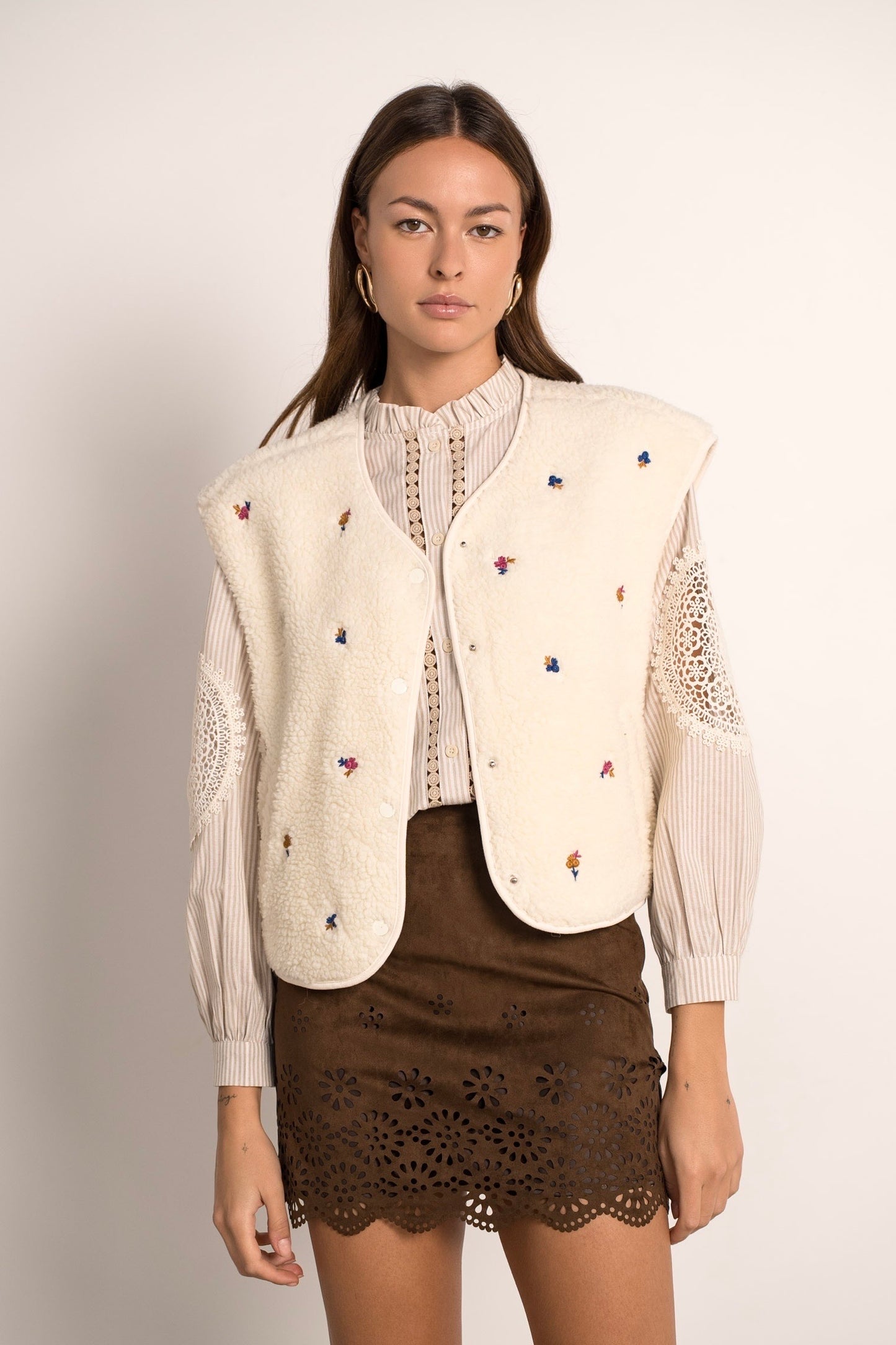 Sophie floral Borg teddy gilet