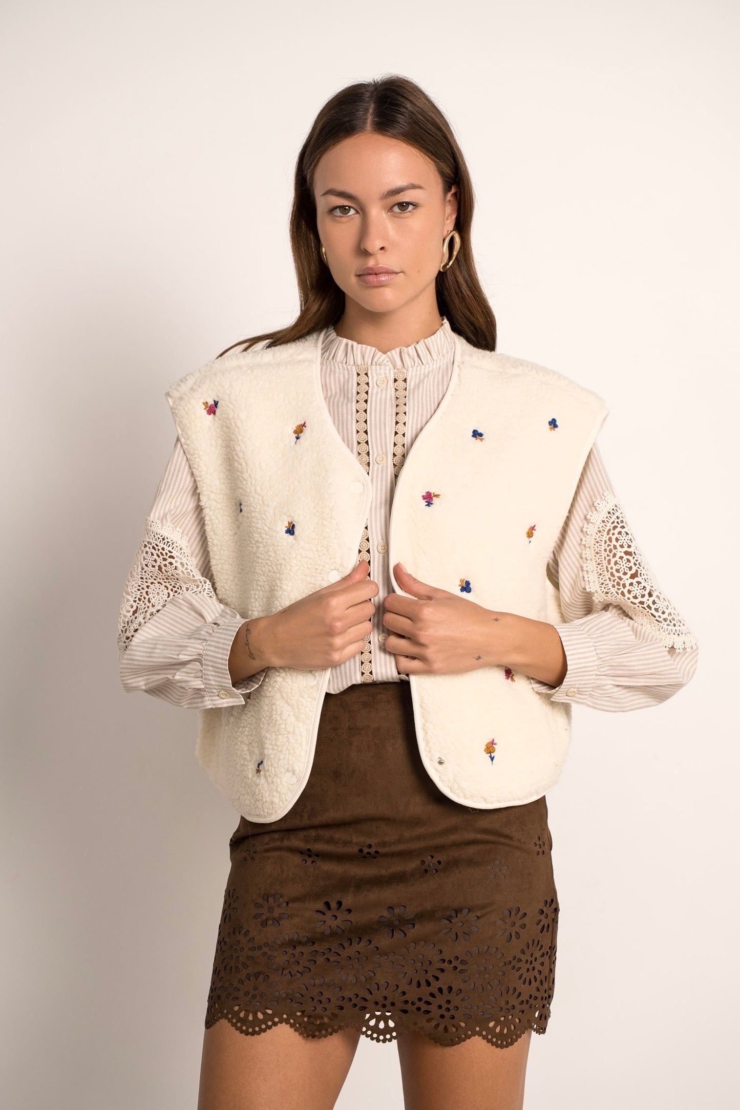 Sophie floral Borg teddy gilet
