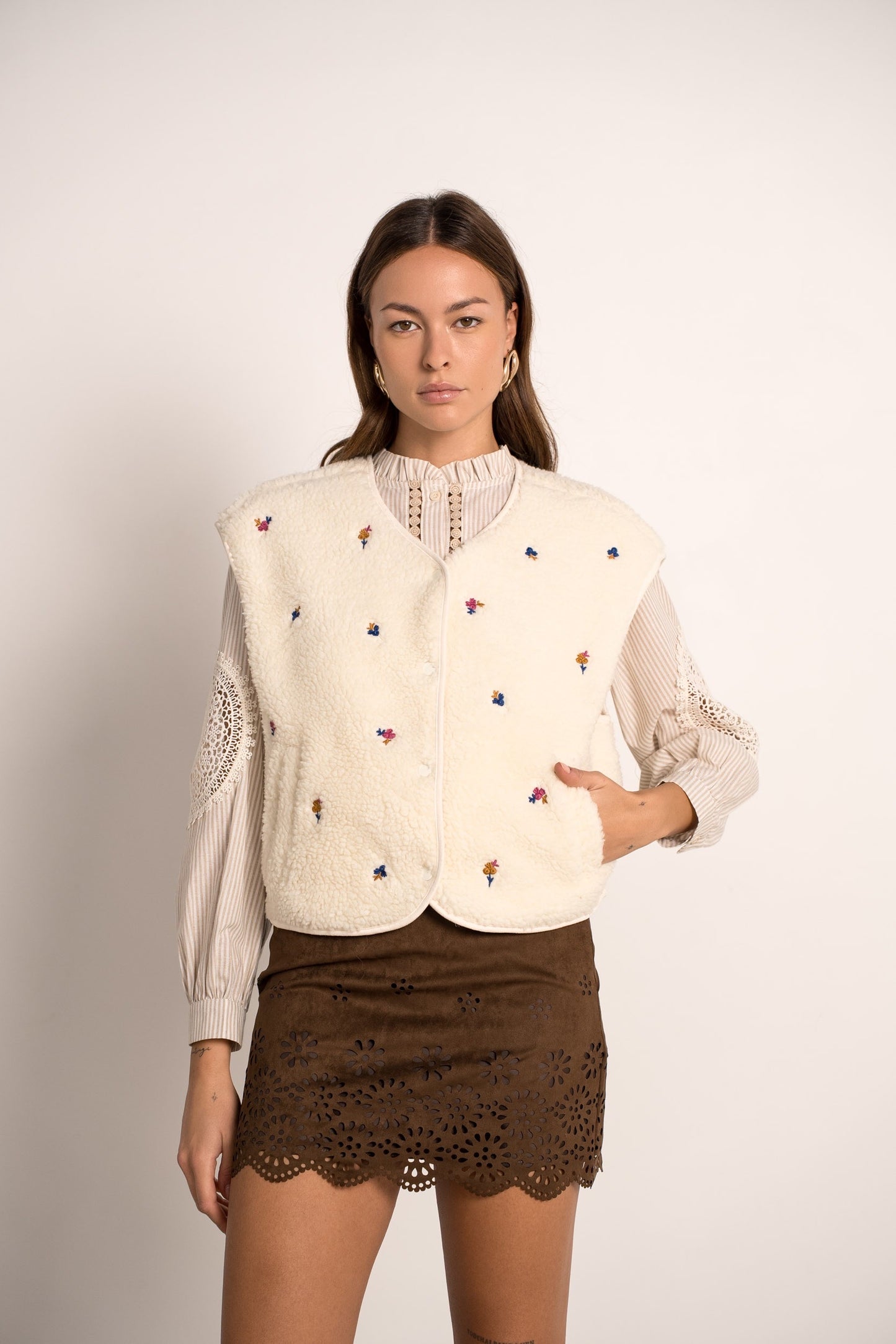 Sophie floral Borg teddy gilet