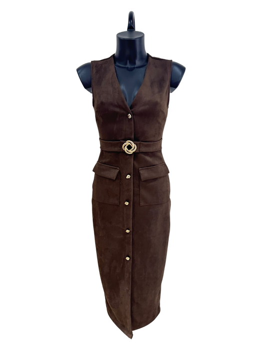 Darcy chocolate brown faux suede dress