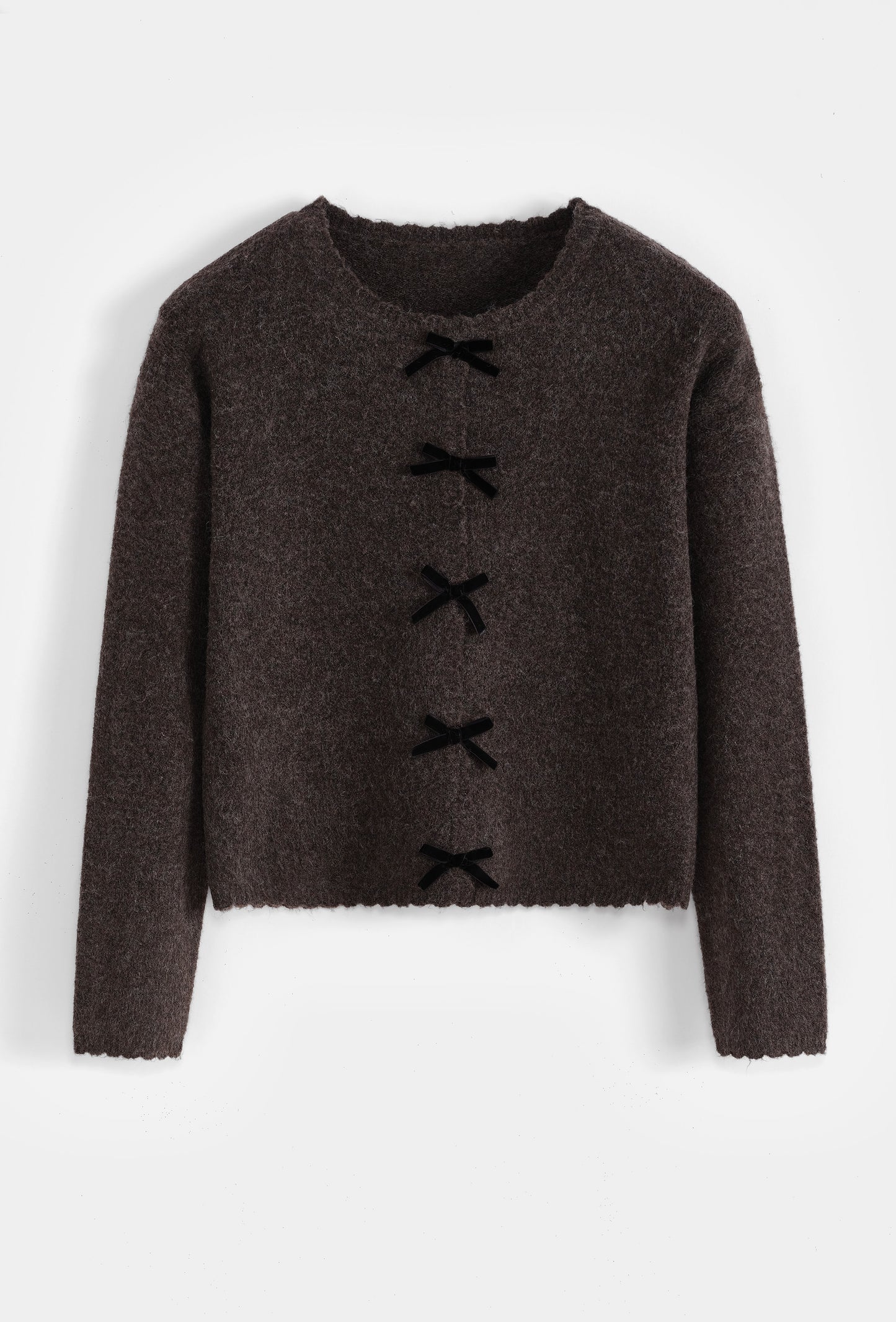 Clara chocolate brown bow jumper