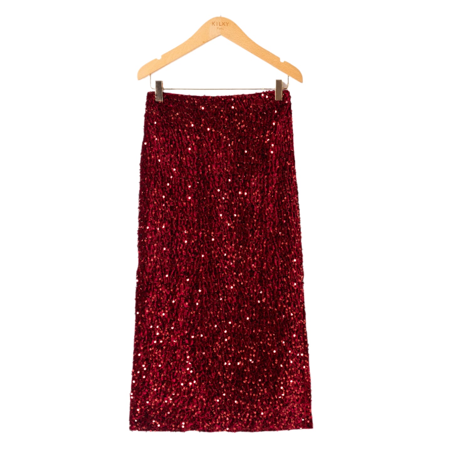 Quinlan burgundy sequin skirt