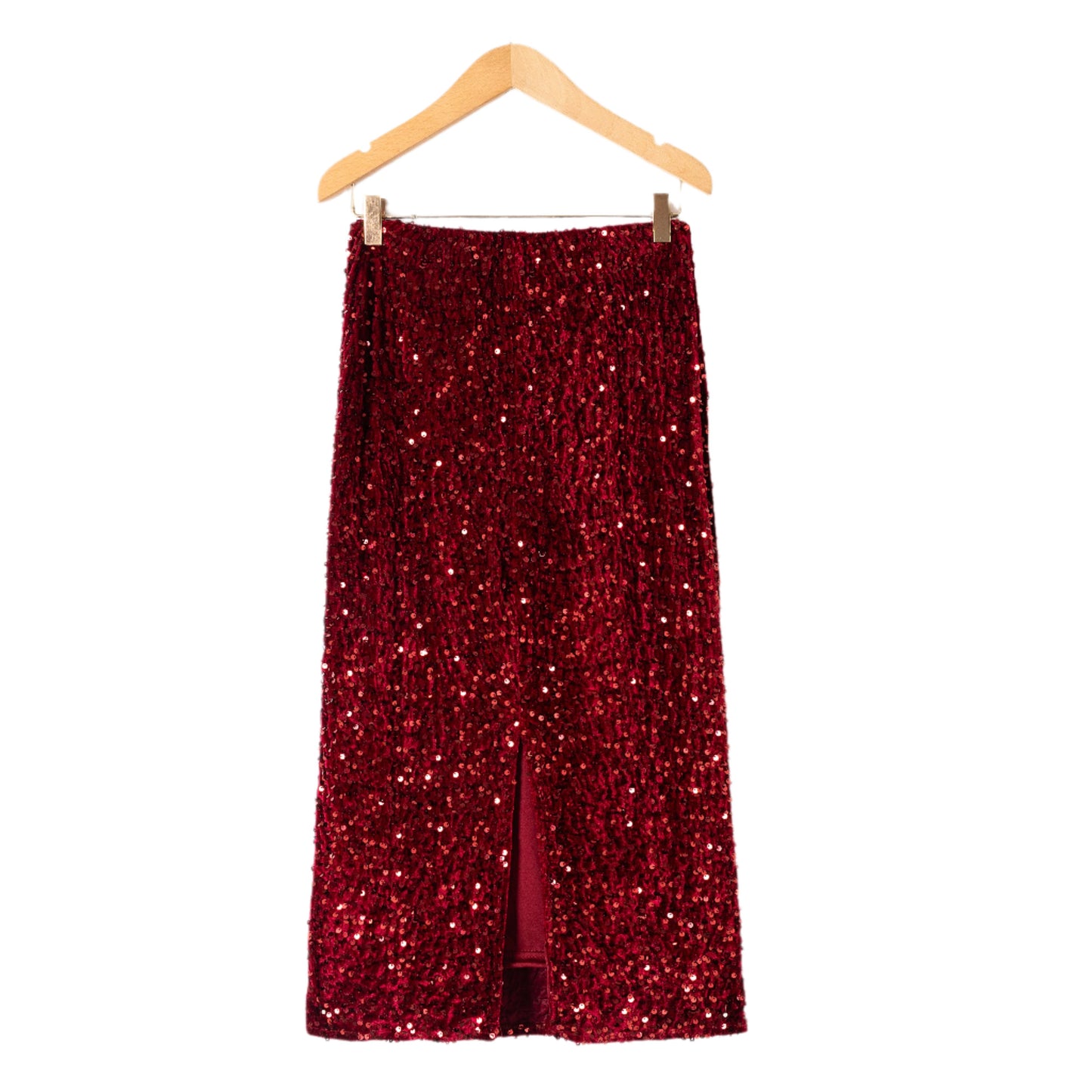 Quinlan burgundy sequin skirt