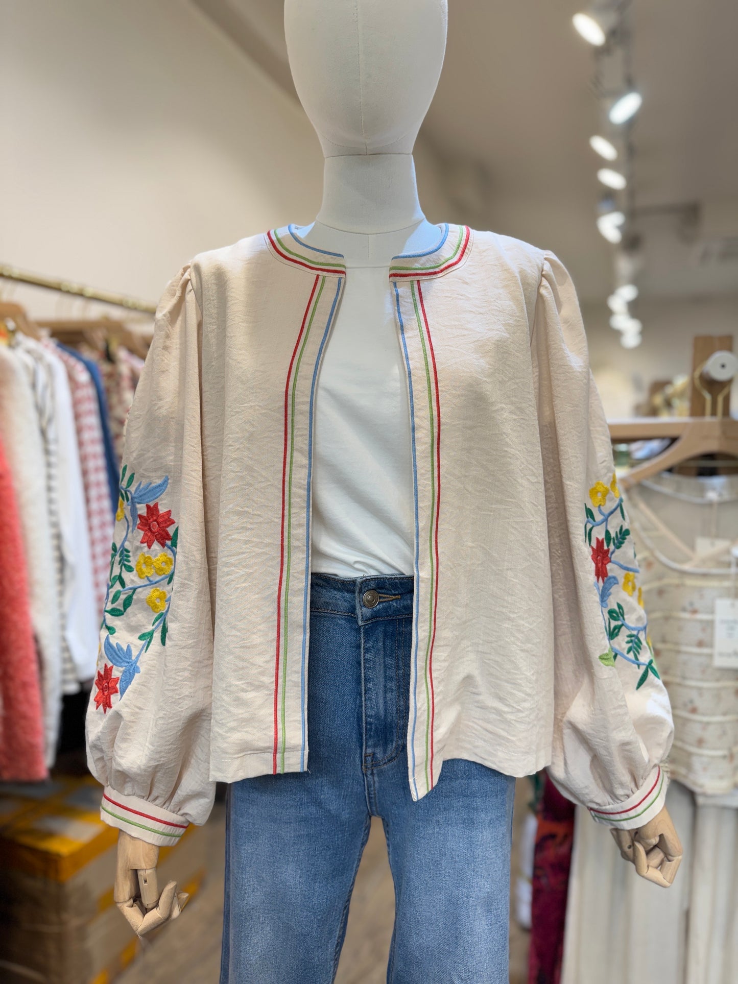 Preorder Cecilia beige floral boho jacket
