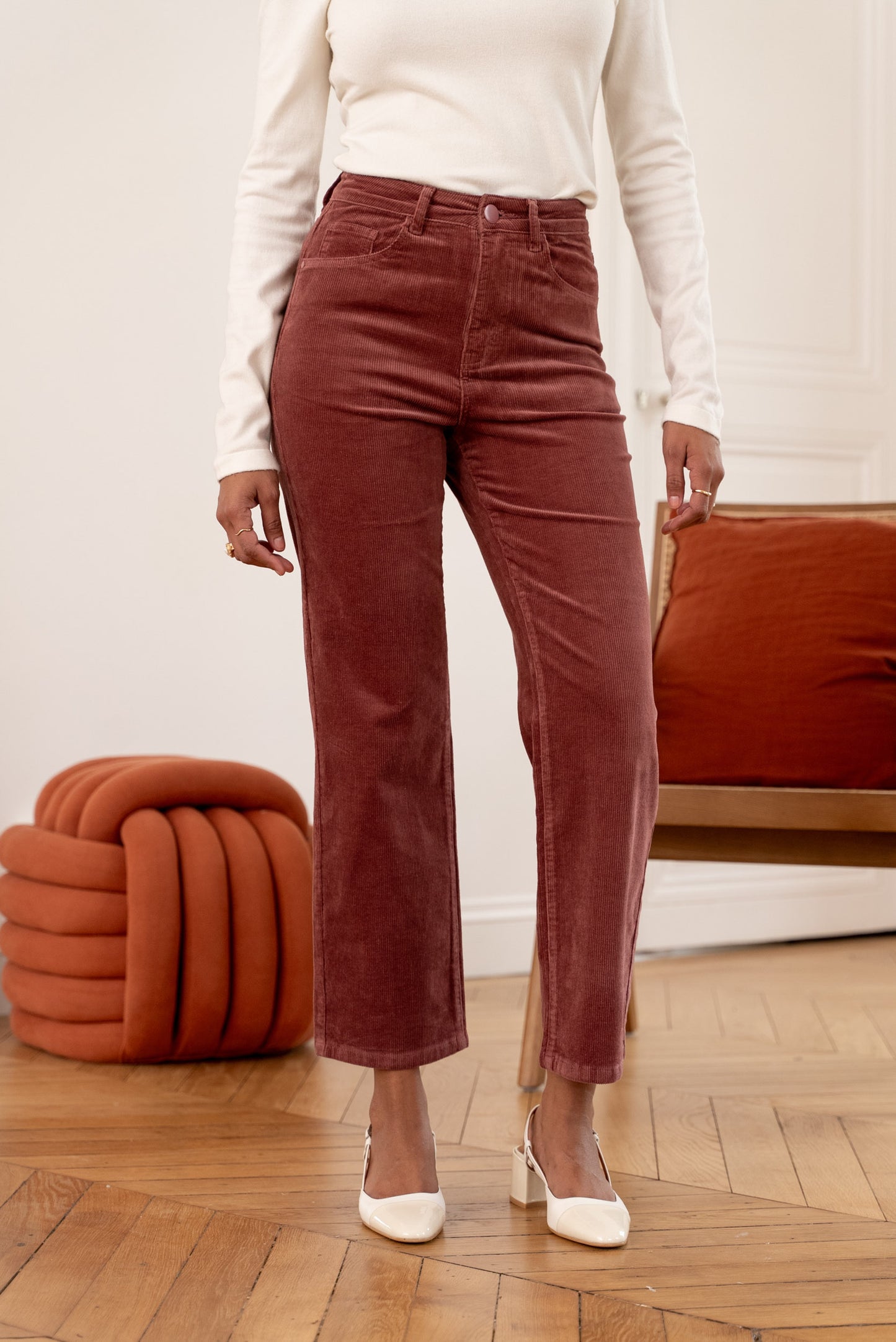 Sola straight leg high waist pink cord jeans