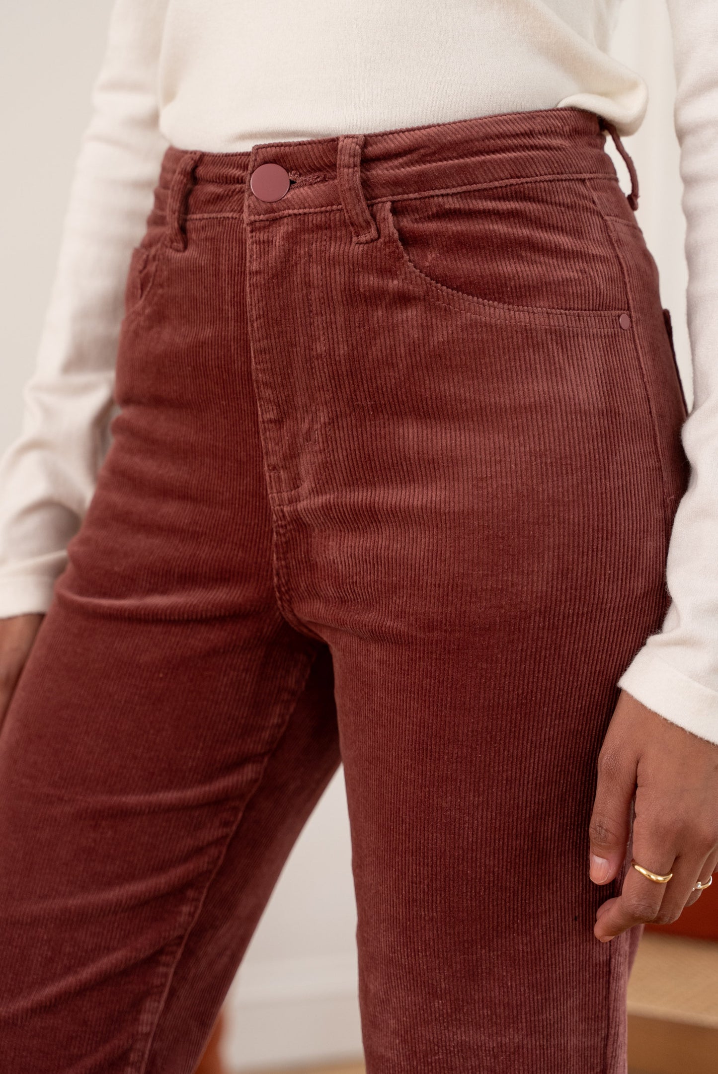 Sola straight leg high waist pink cord jeans