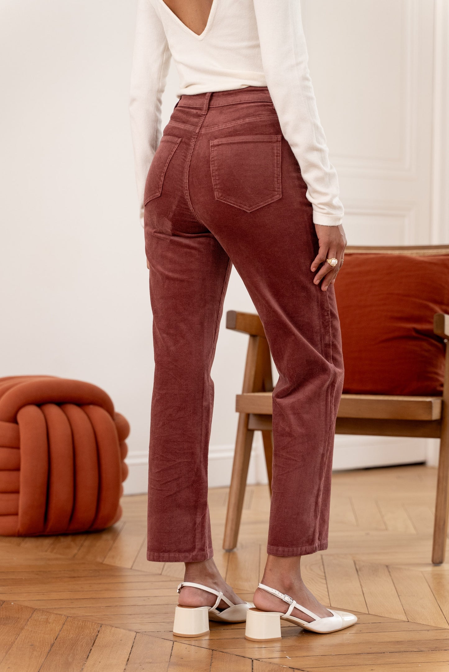 Sola straight leg high waist pink cord jeans