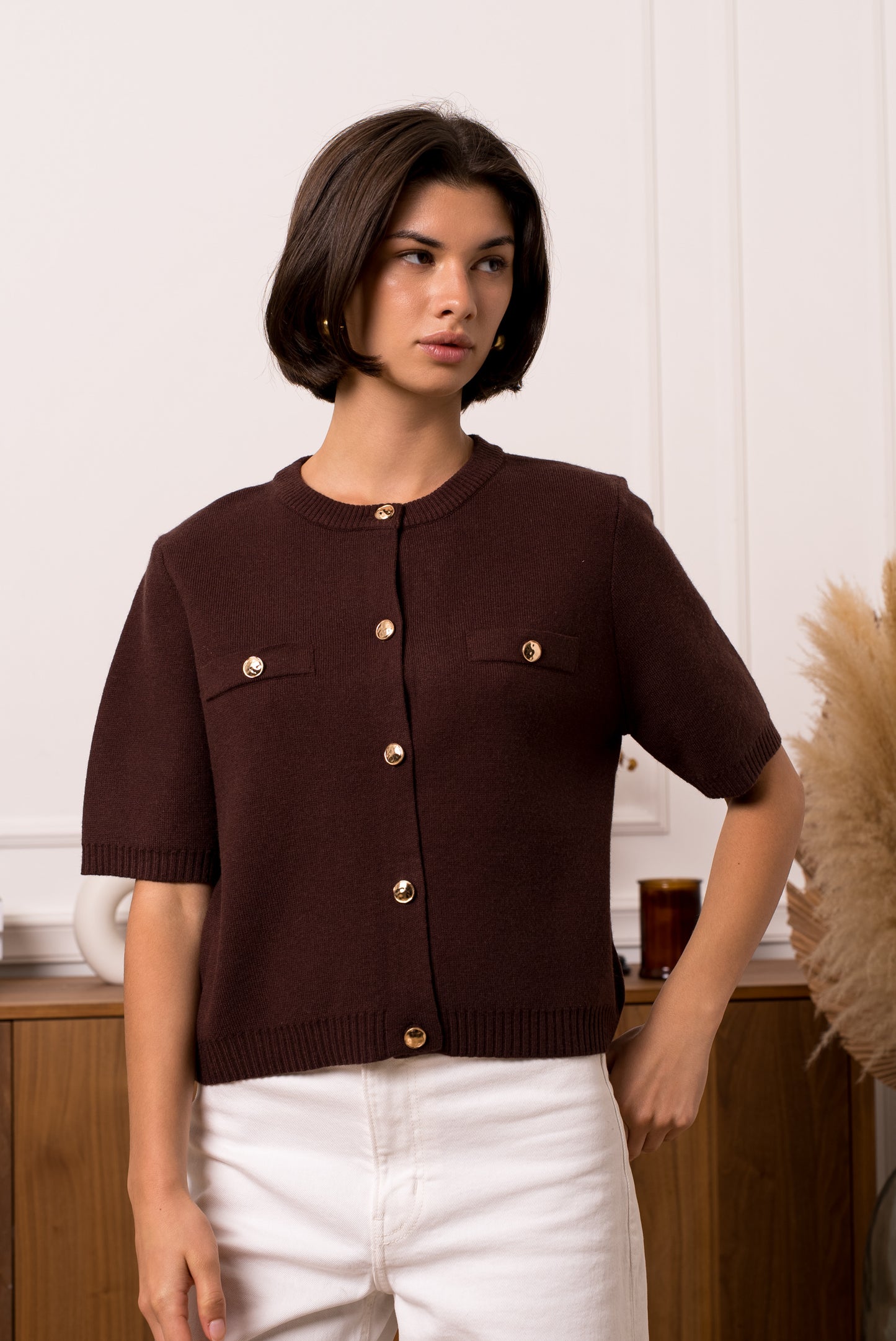 Anna chocolate brown knit cardigan