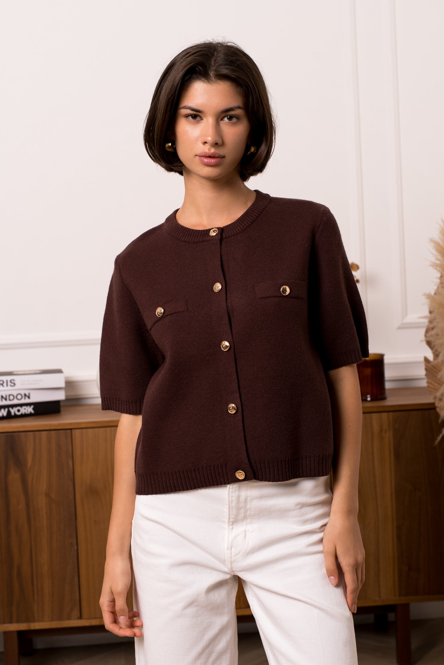 Anna chocolate brown knit cardigan