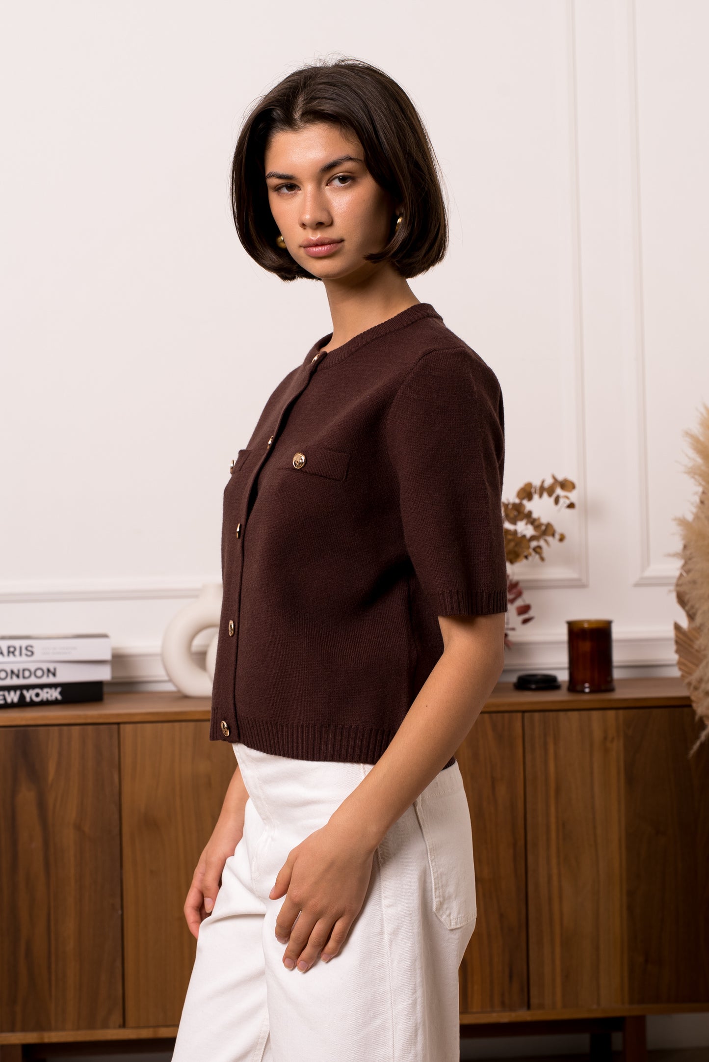 Anna chocolate brown knit cardigan