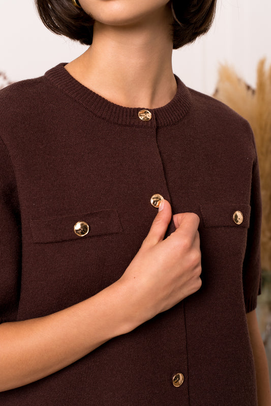 Anna chocolate brown knit cardigan