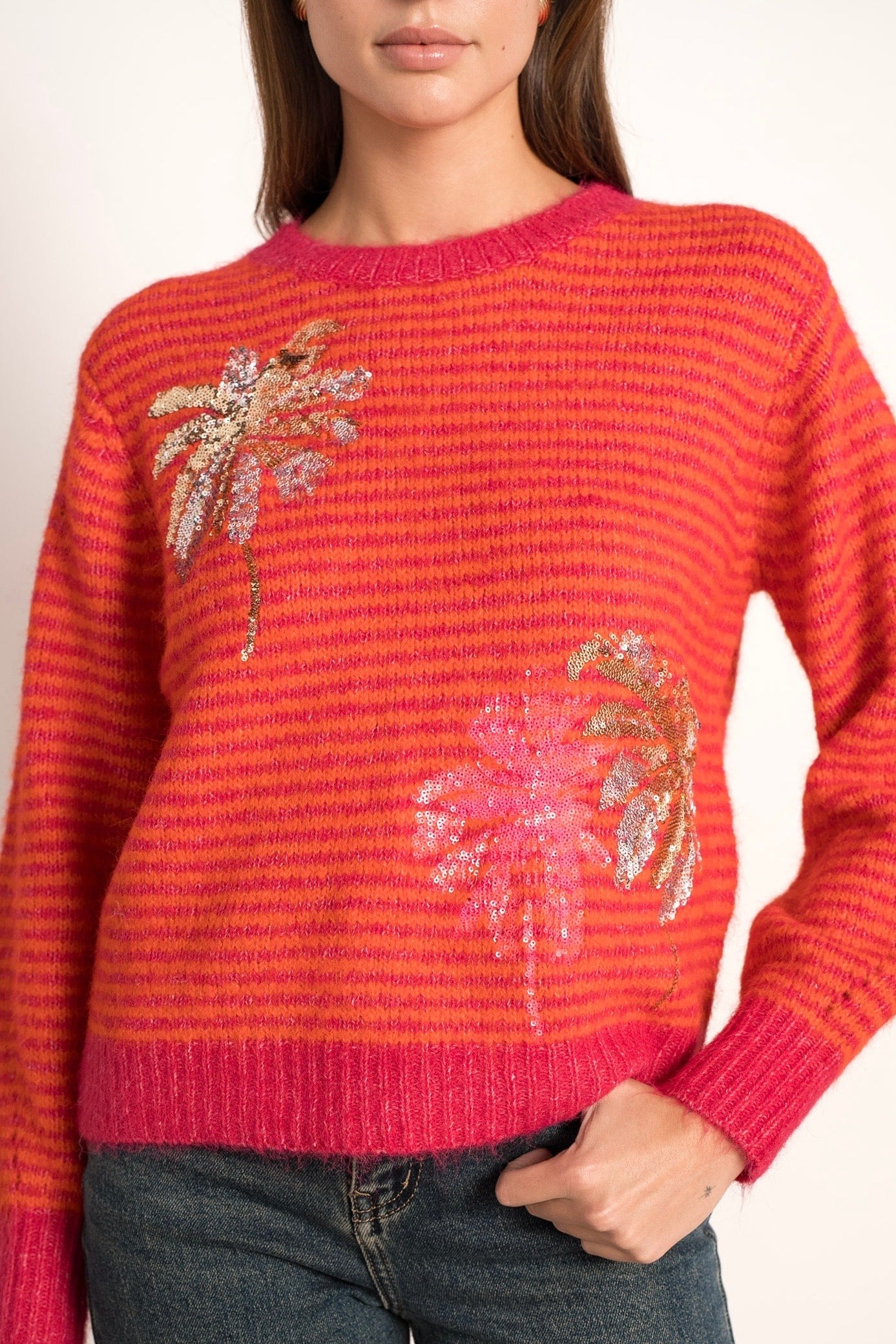 Matilda pink & orange striped sequin jumper