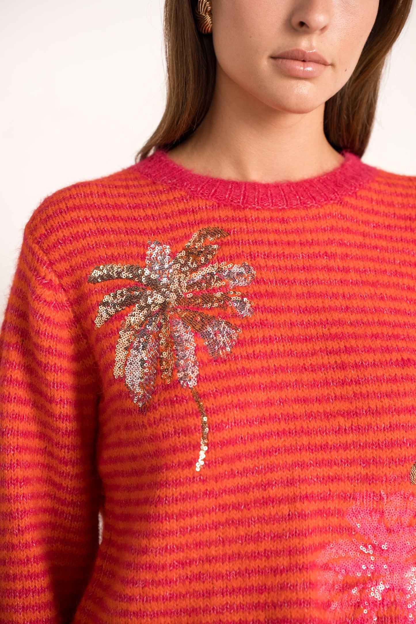 Matilda pink & orange striped sequin jumper