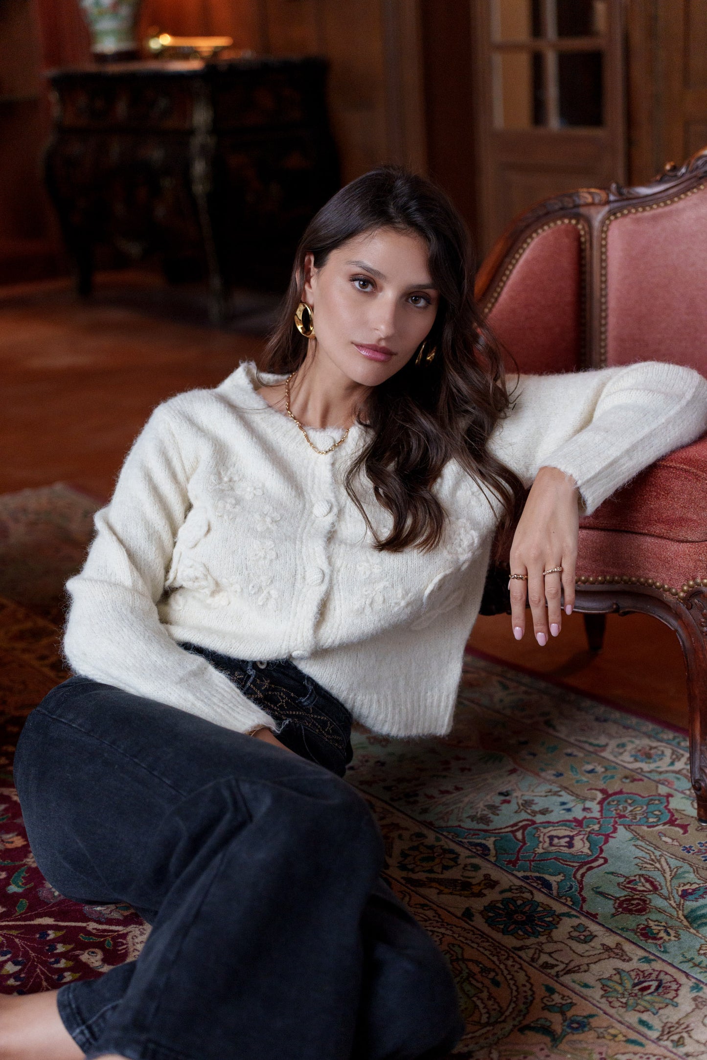 Laura mohair ivory cropped cardigan
