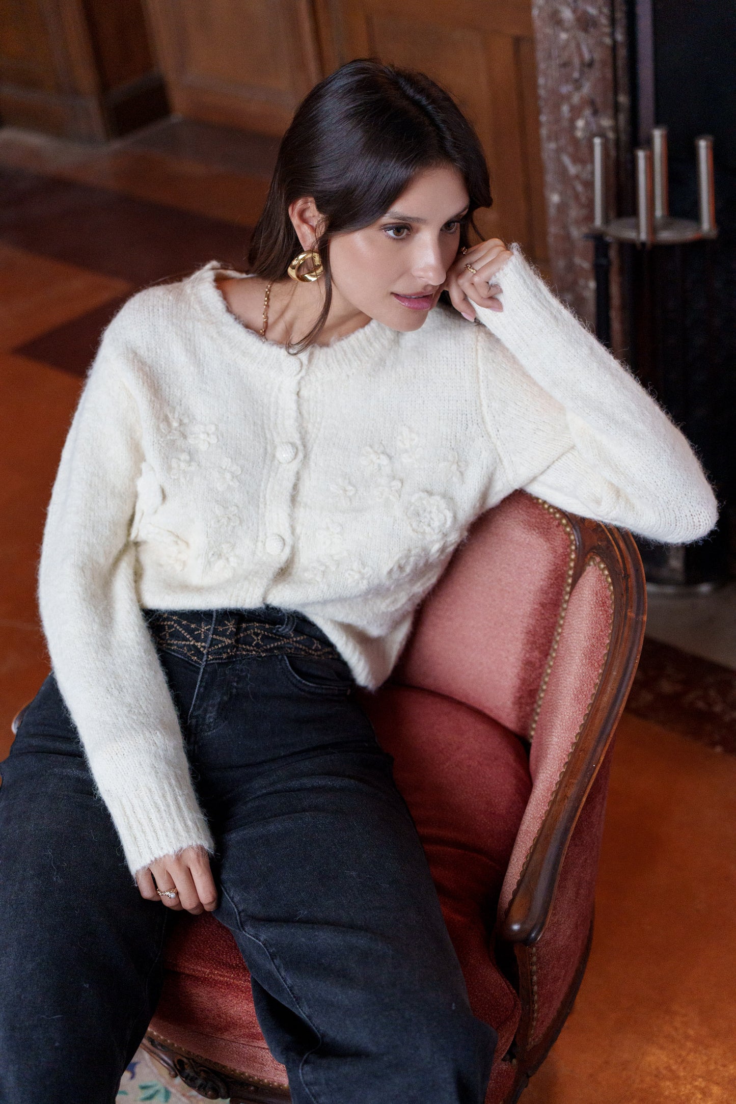 Laura mohair ivory cropped cardigan