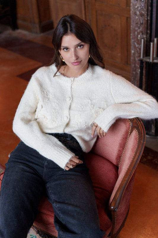 Laura mohair ivory cropped cardigan