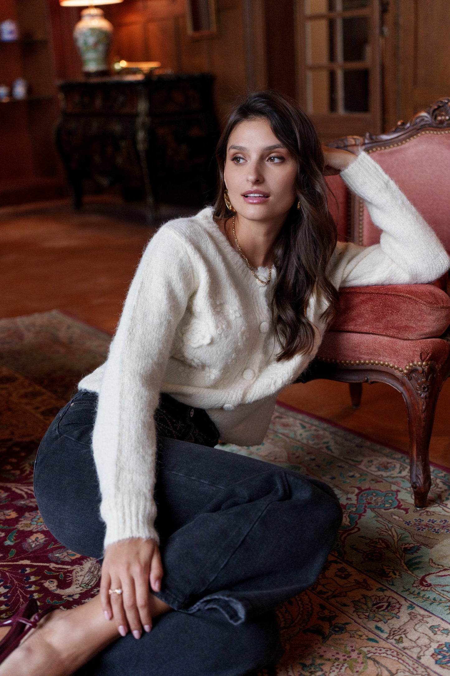 Laura mohair ivory cropped cardigan
