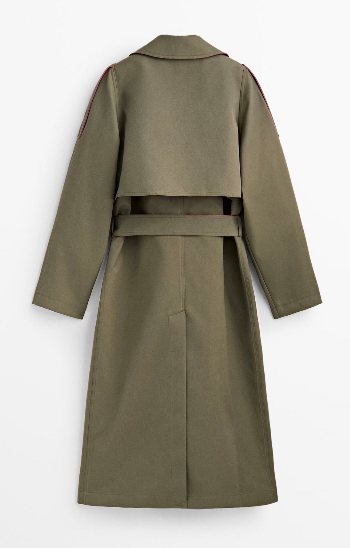 Zoe khaki green & fuchsia pink trench coat
