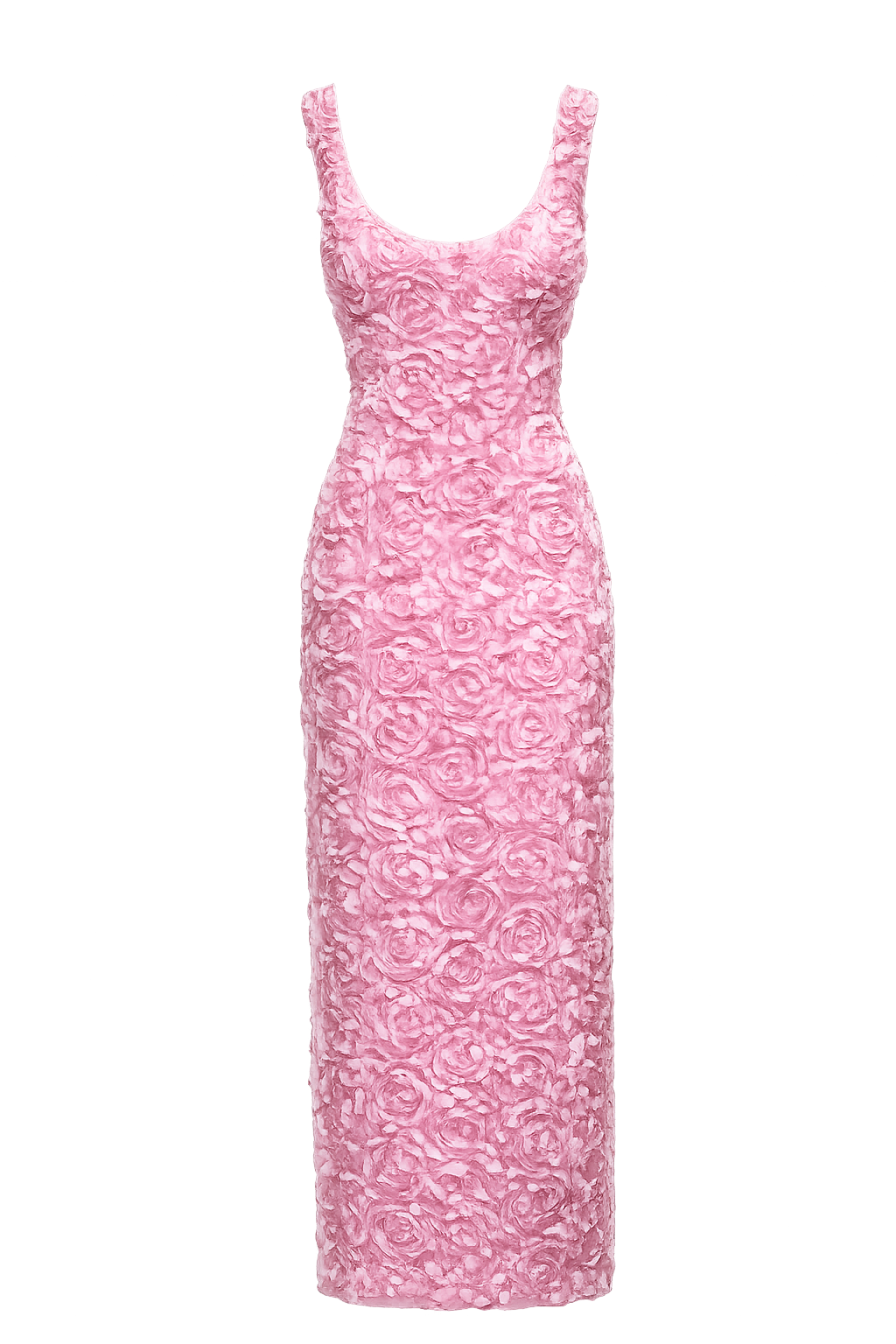 Heather pink 3D floral square neckline