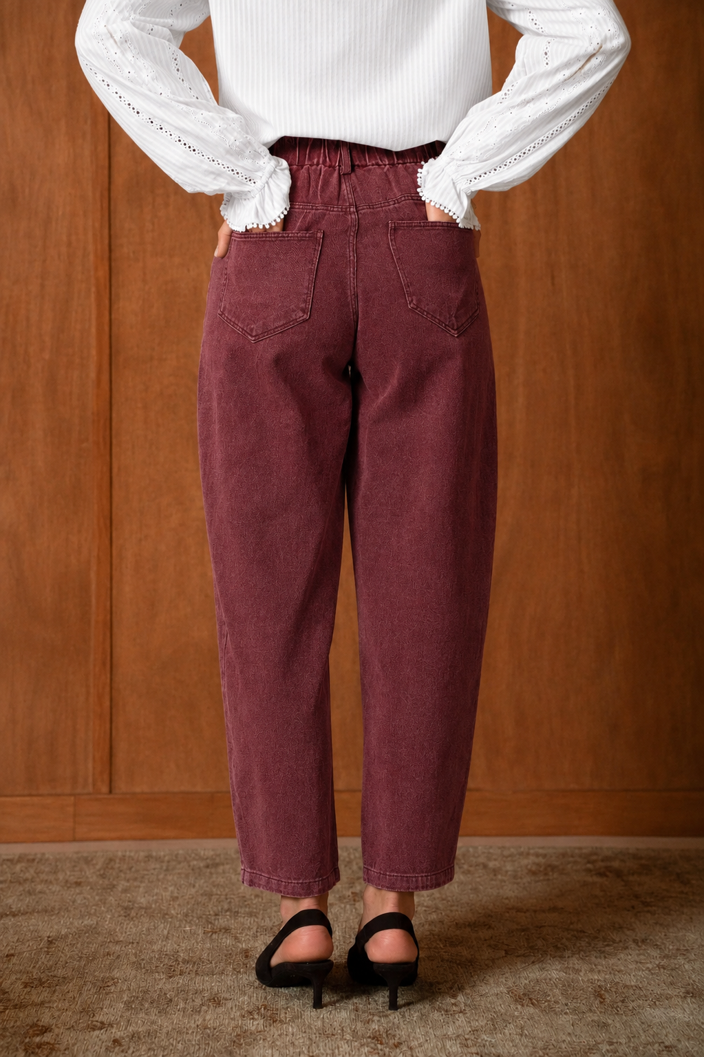 Odette burgundy barrel Jeans