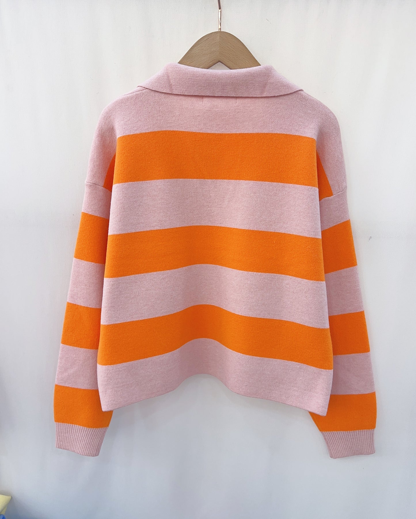 Beth stripe rugby shirt jumper orange and pink