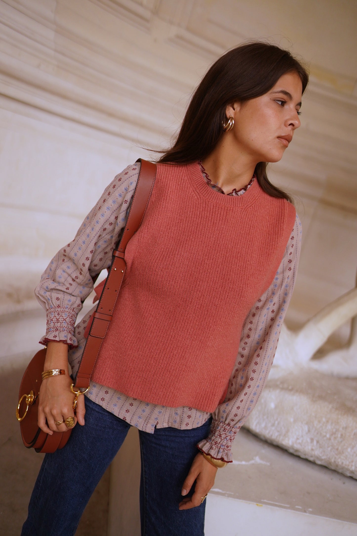 Ava coral rose sleeveless knit