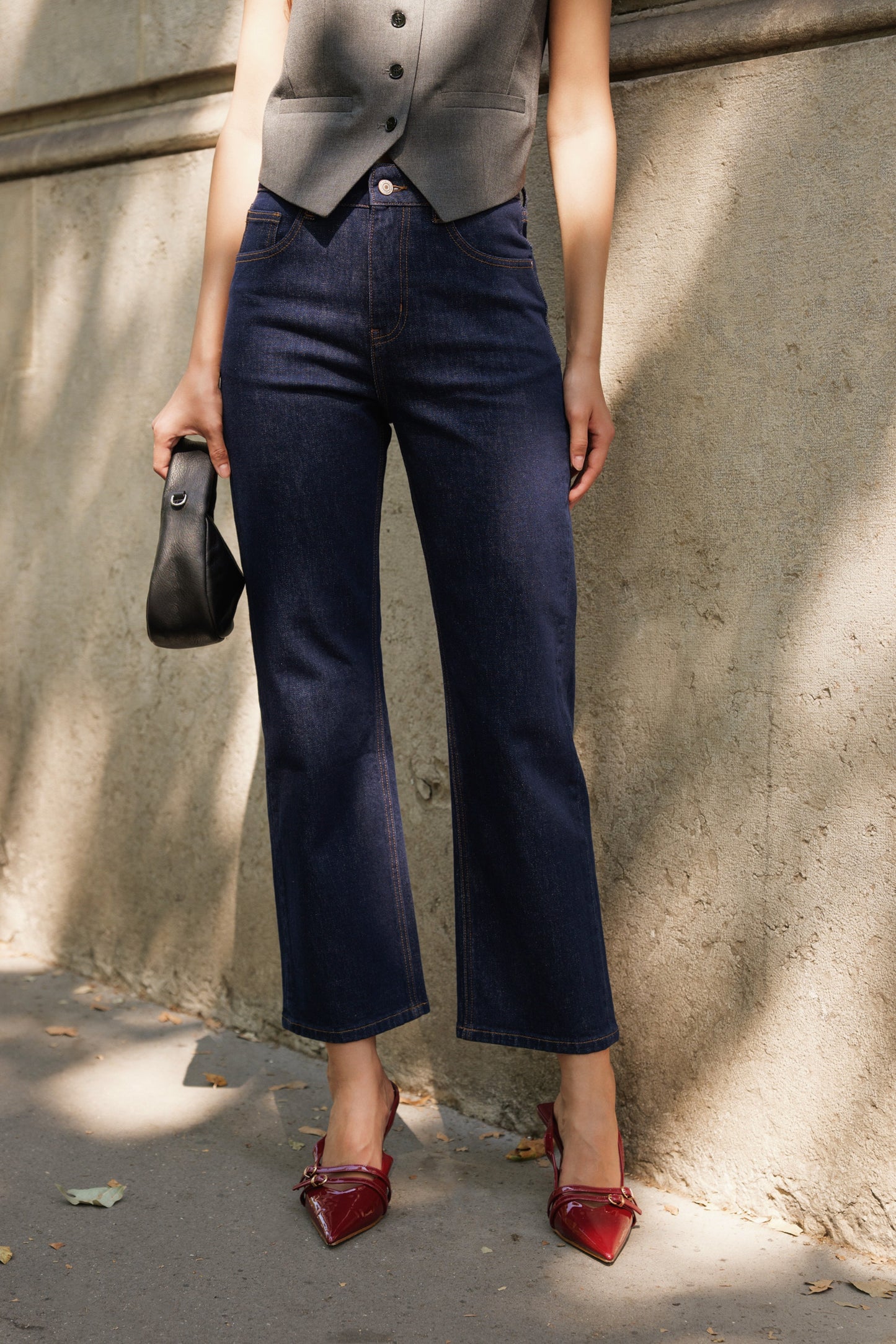 Sola straight leg high waist navy jeans