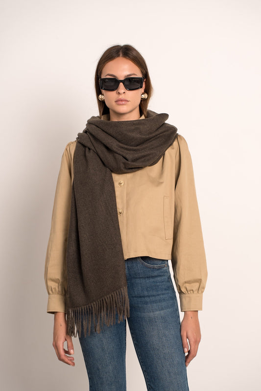 Chocolate brown wool large scarf