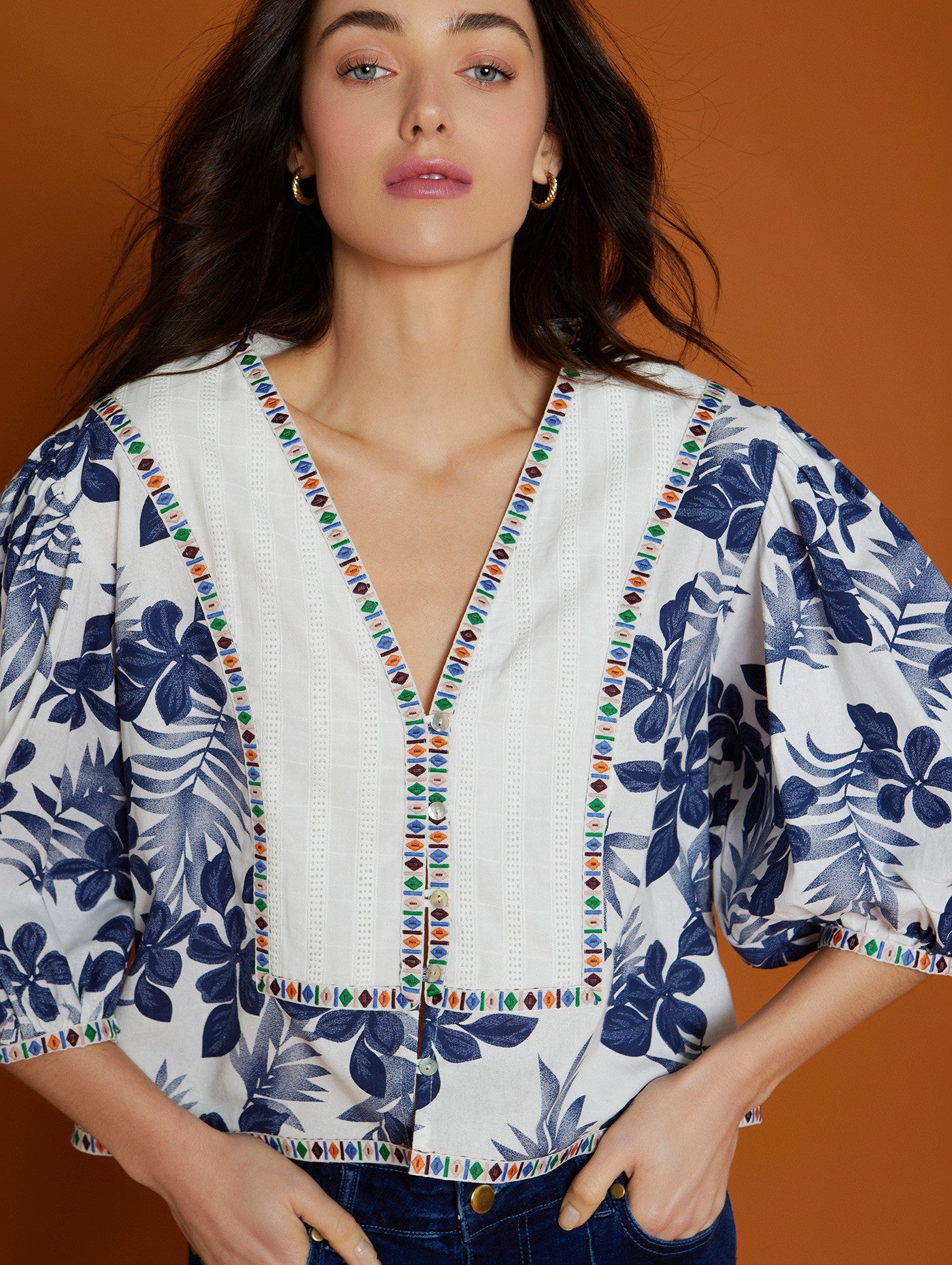 100% Cotton Volume Sleeve blouse