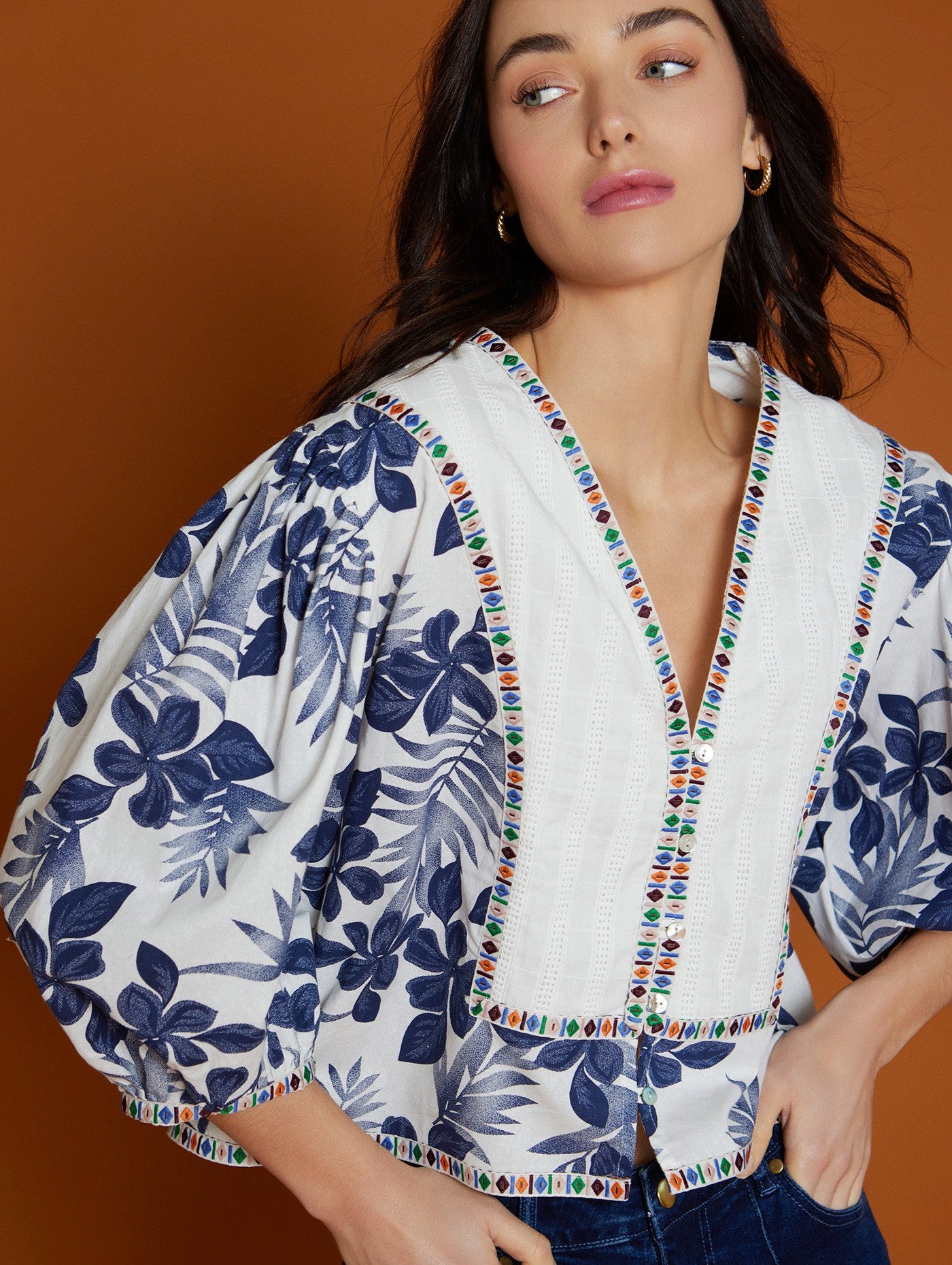100% Cotton Volume Sleeve blouse