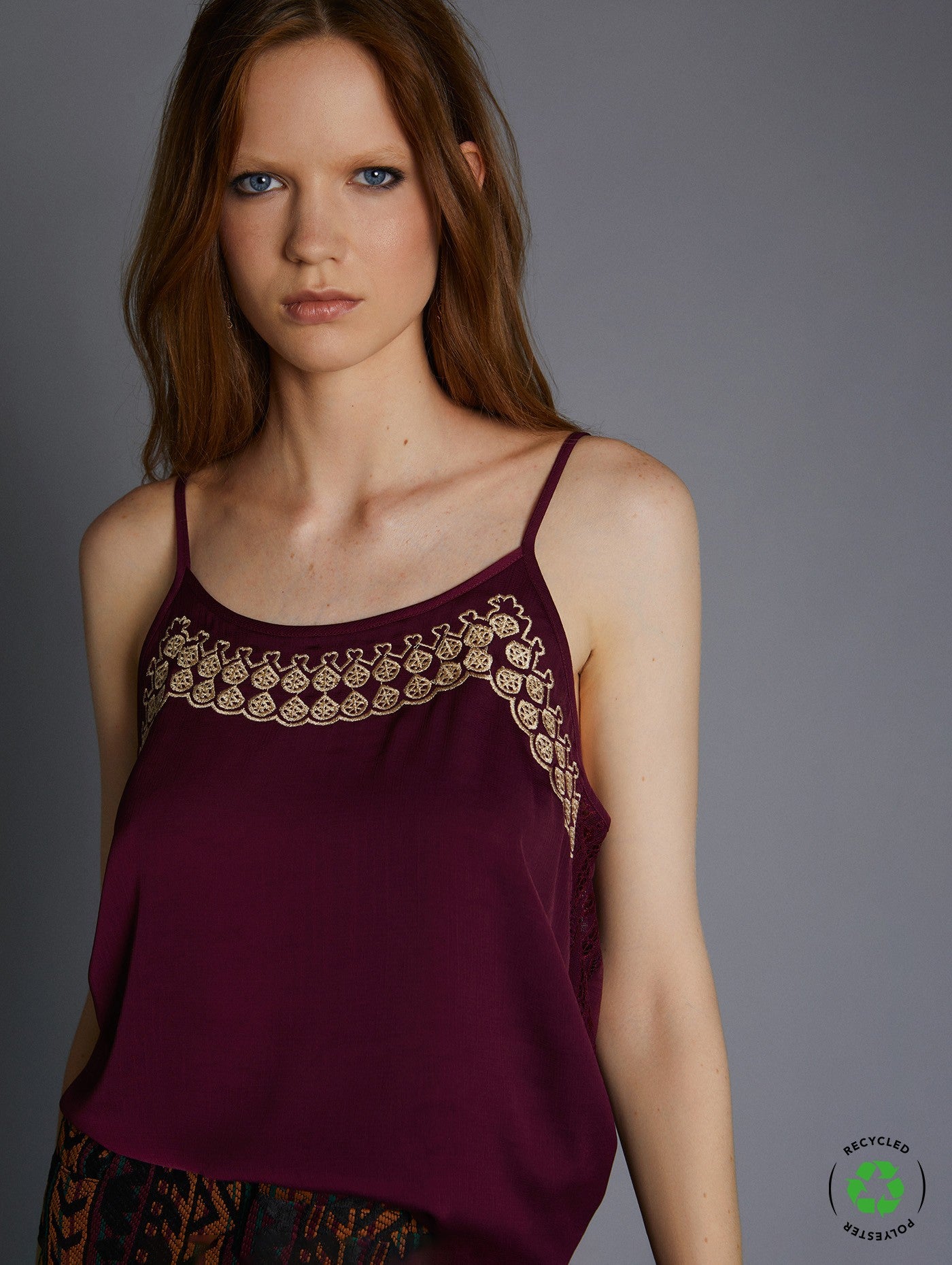 Lurex embroidered lingerie top