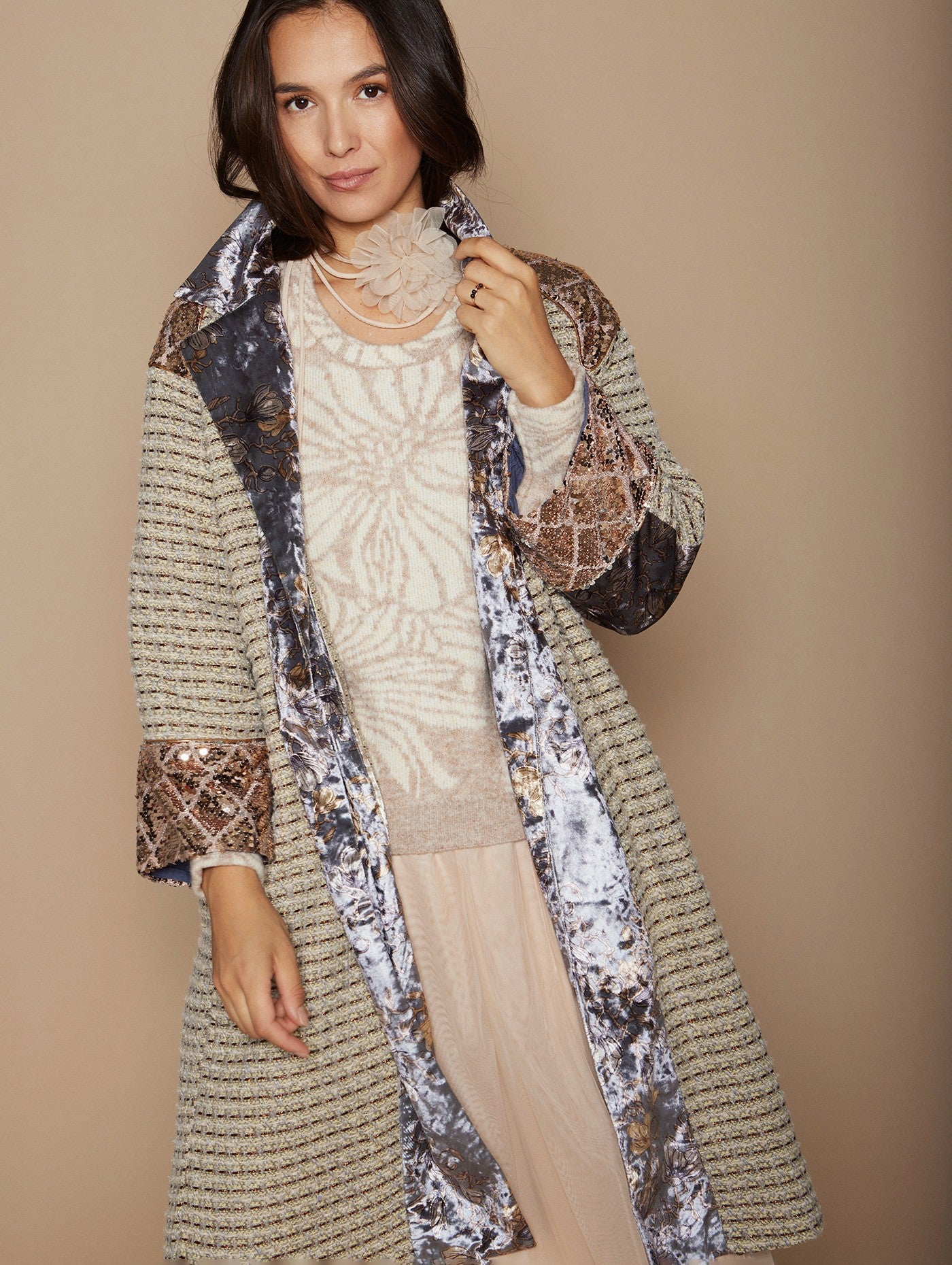 Sequin and Cashmere Kaftan