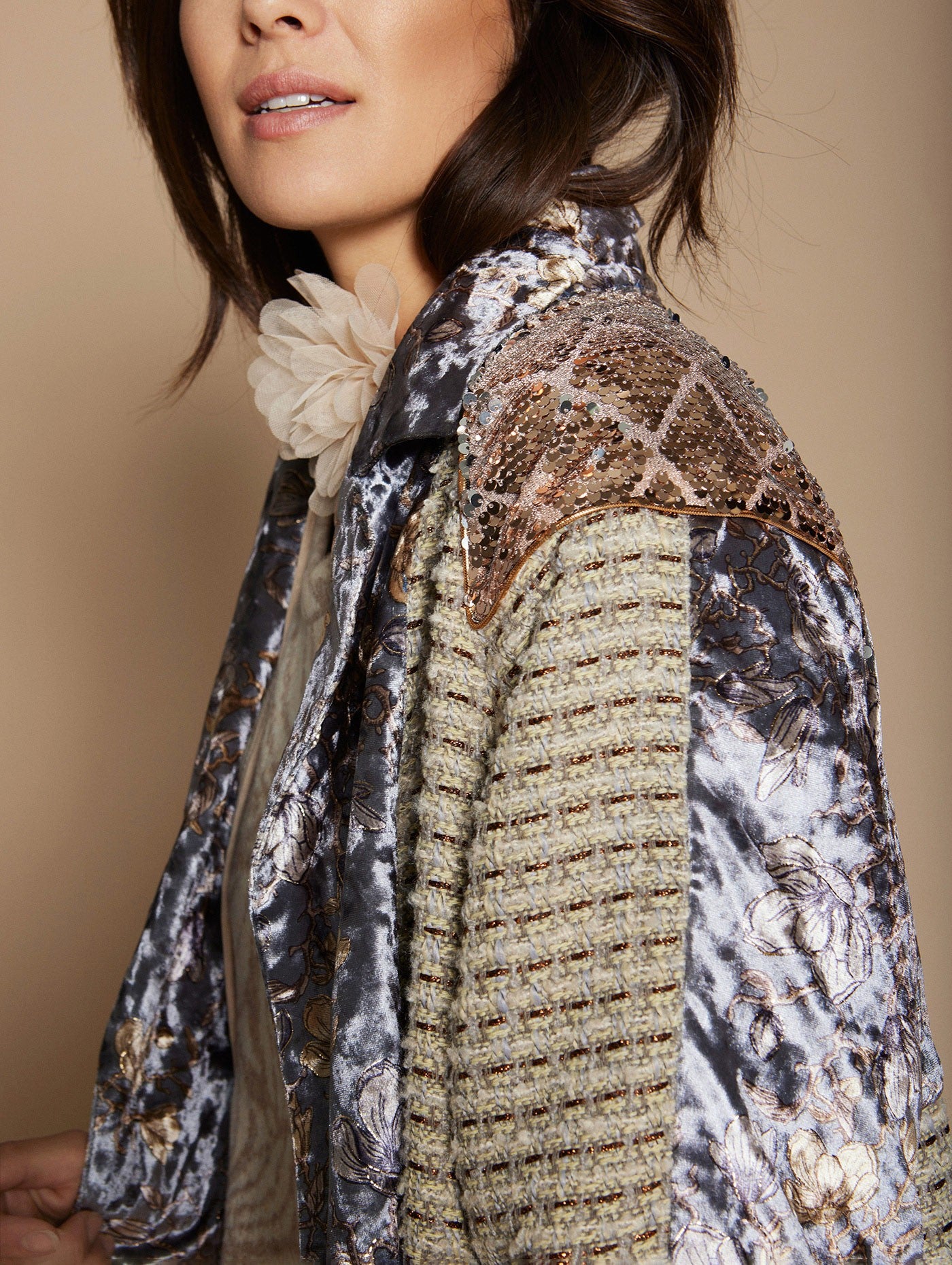 Sequin and Cashmere Kaftan