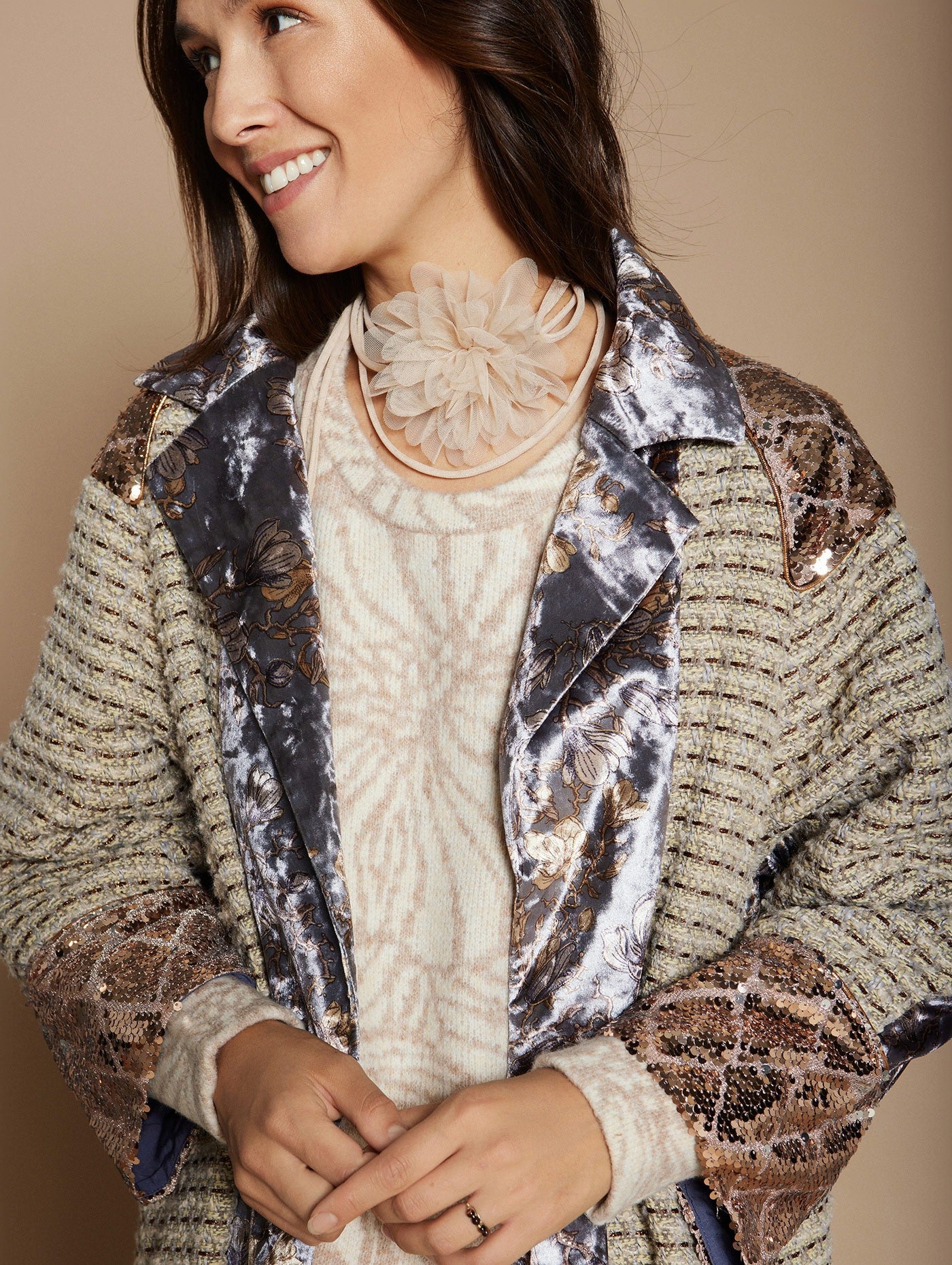 Sequin and Cashmere Kaftan
