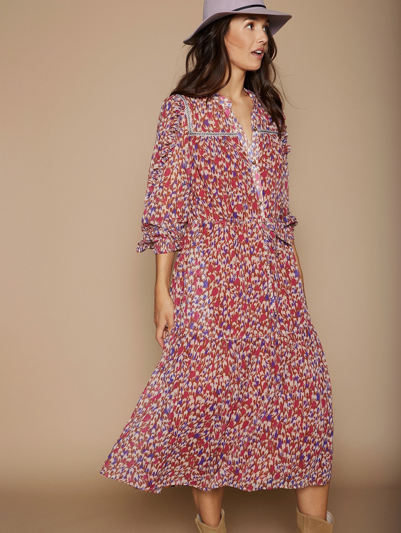 Canesu detail chiffon dress