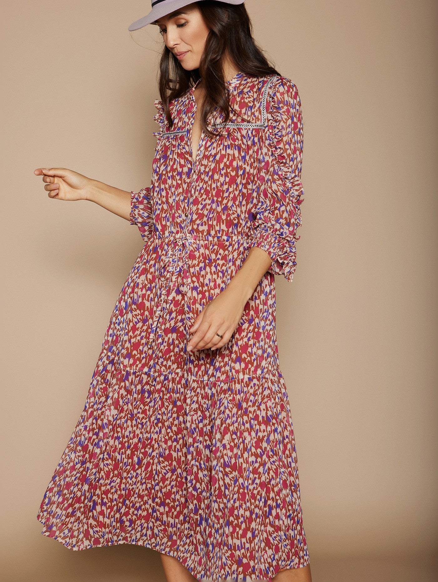 Canesu detail chiffon dress