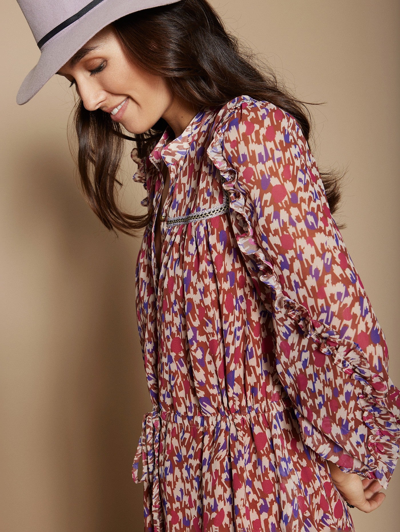 Canesu detail chiffon dress