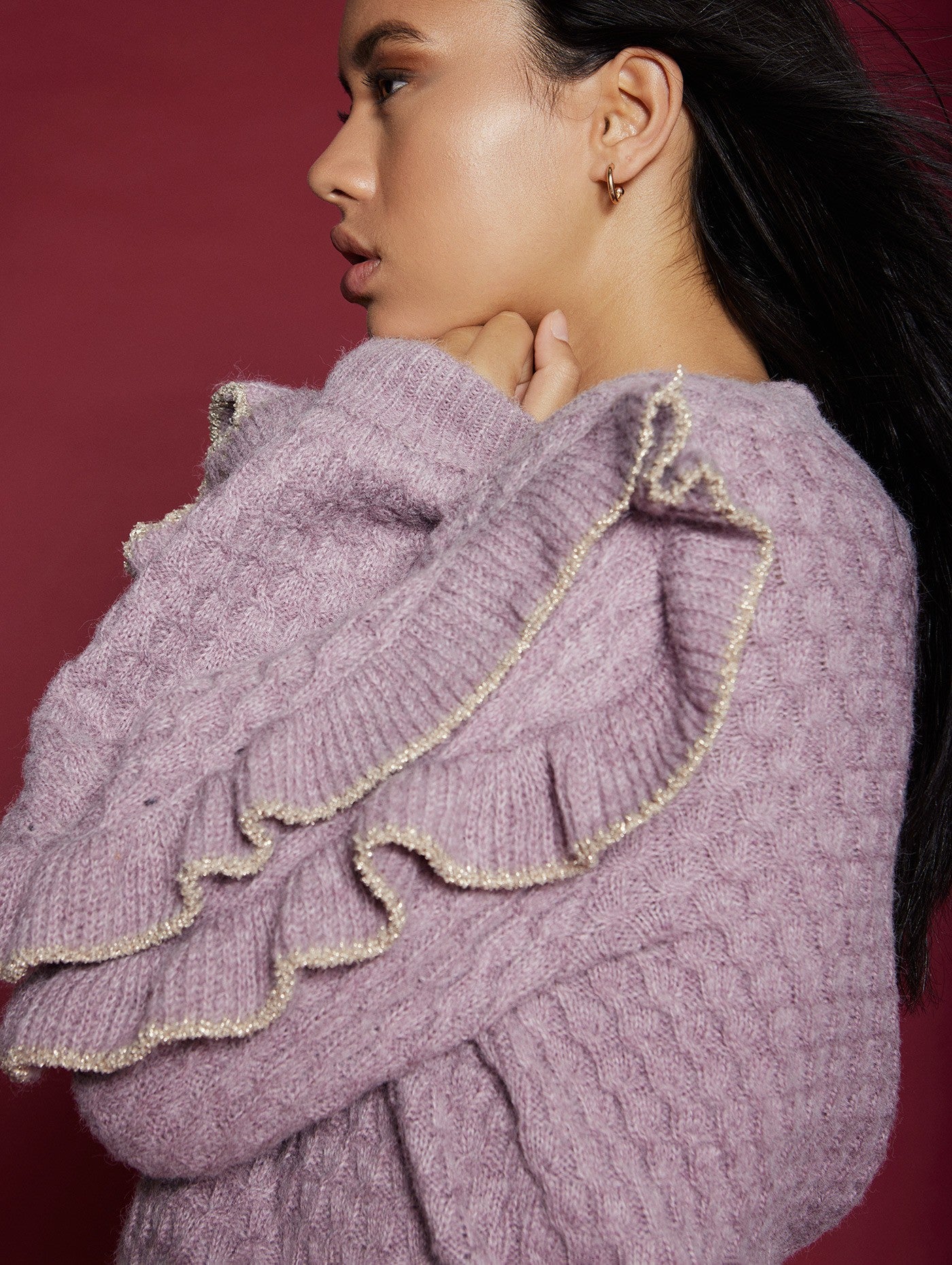 Ruffle sleeve sparkle cardigan